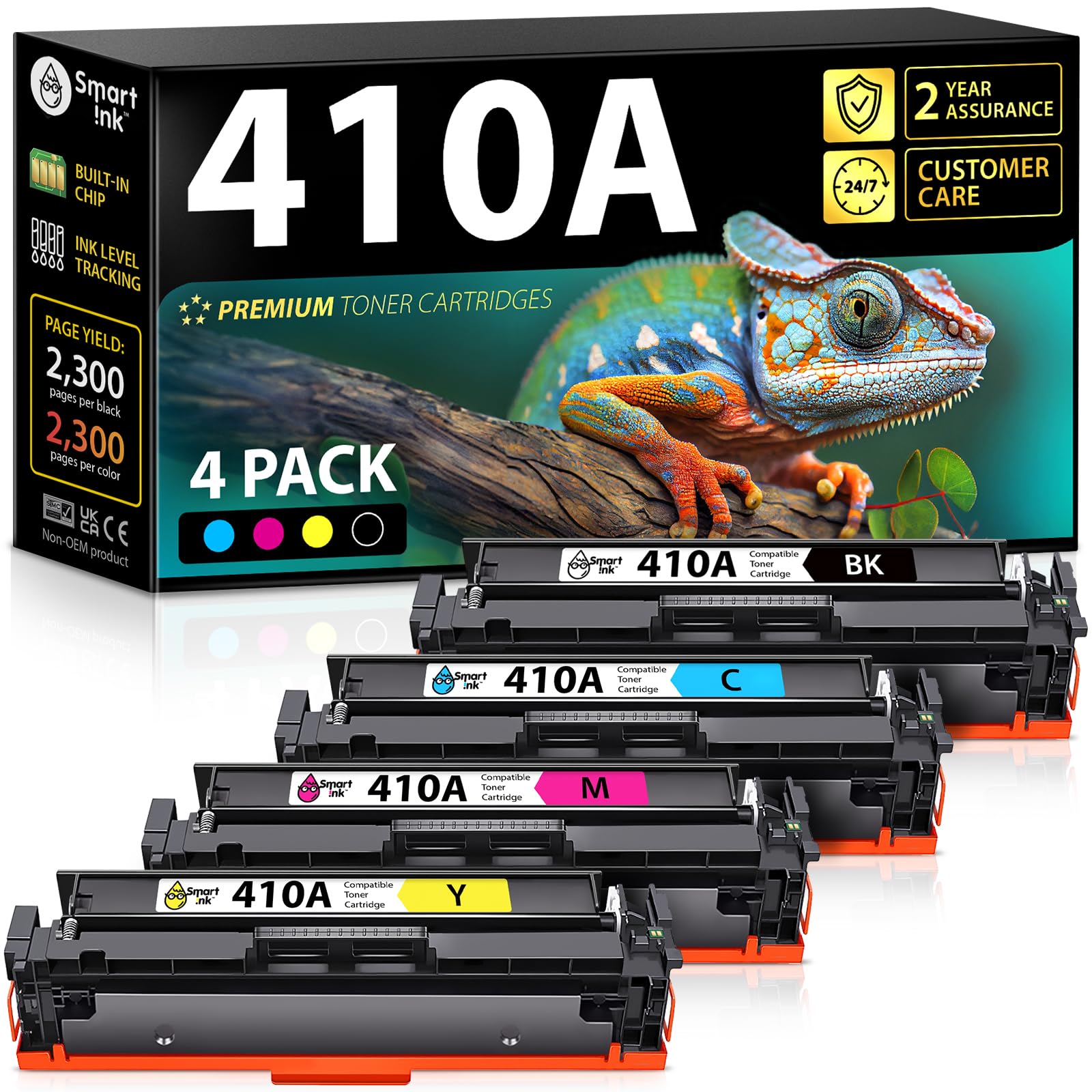 Smart Ink Compatible 410A Toner Cartridge Replacement for HP 410A HP 410X CF410A CF411A CF412A CF413A to use with Color LaserJet Pro MFP M477fnw