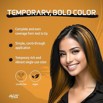 Splat Mango Mash 1 Wash Temporary Hair Dye, 1.5 oz. Single Application, Comb Applicator and Quick Dry Formula, Easily Washes Out, Vegan & Cruelty Free Temporary Hair Color