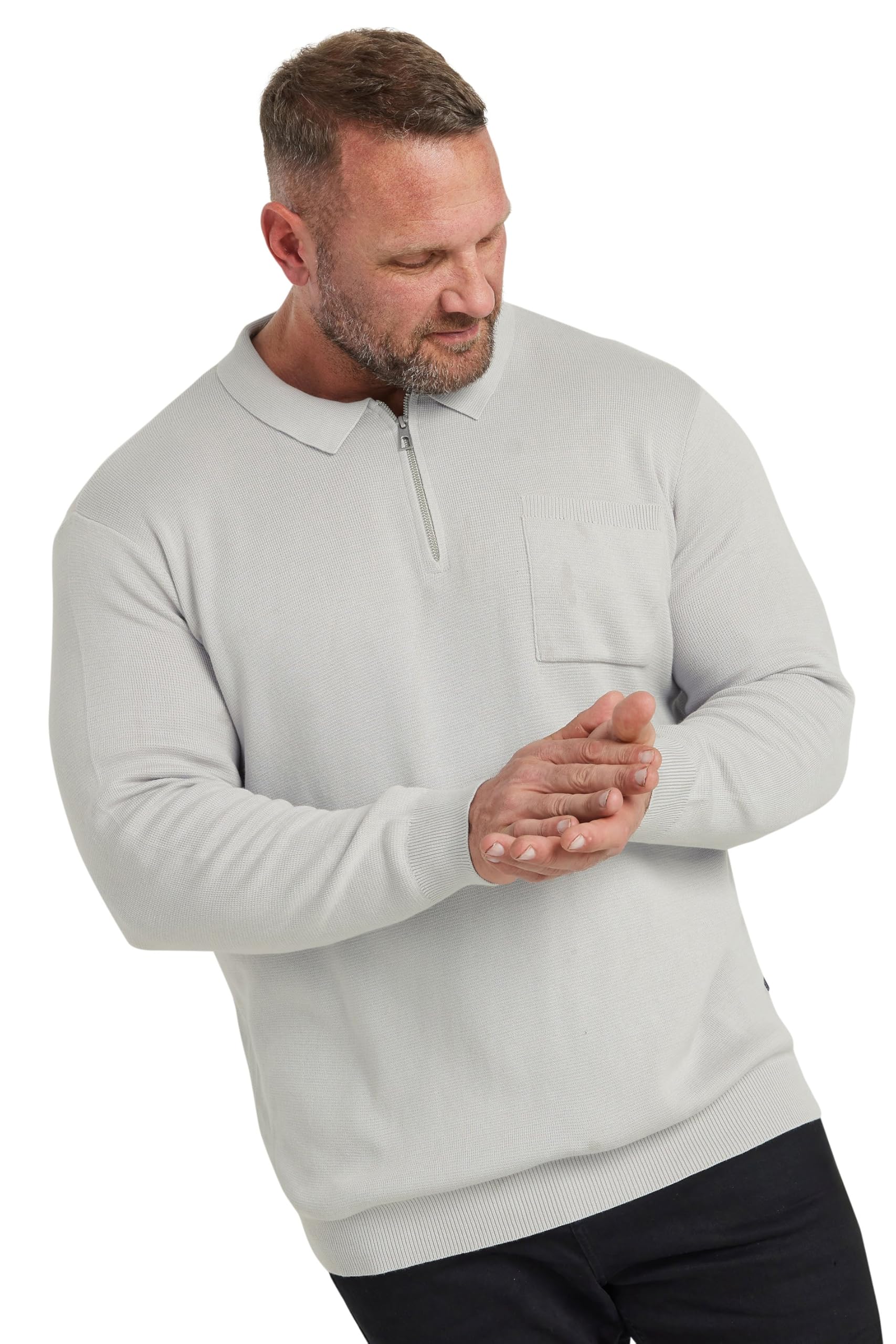 Badrhino Men's Grey Milano Knit Zip Jumper In | Size: 4XL