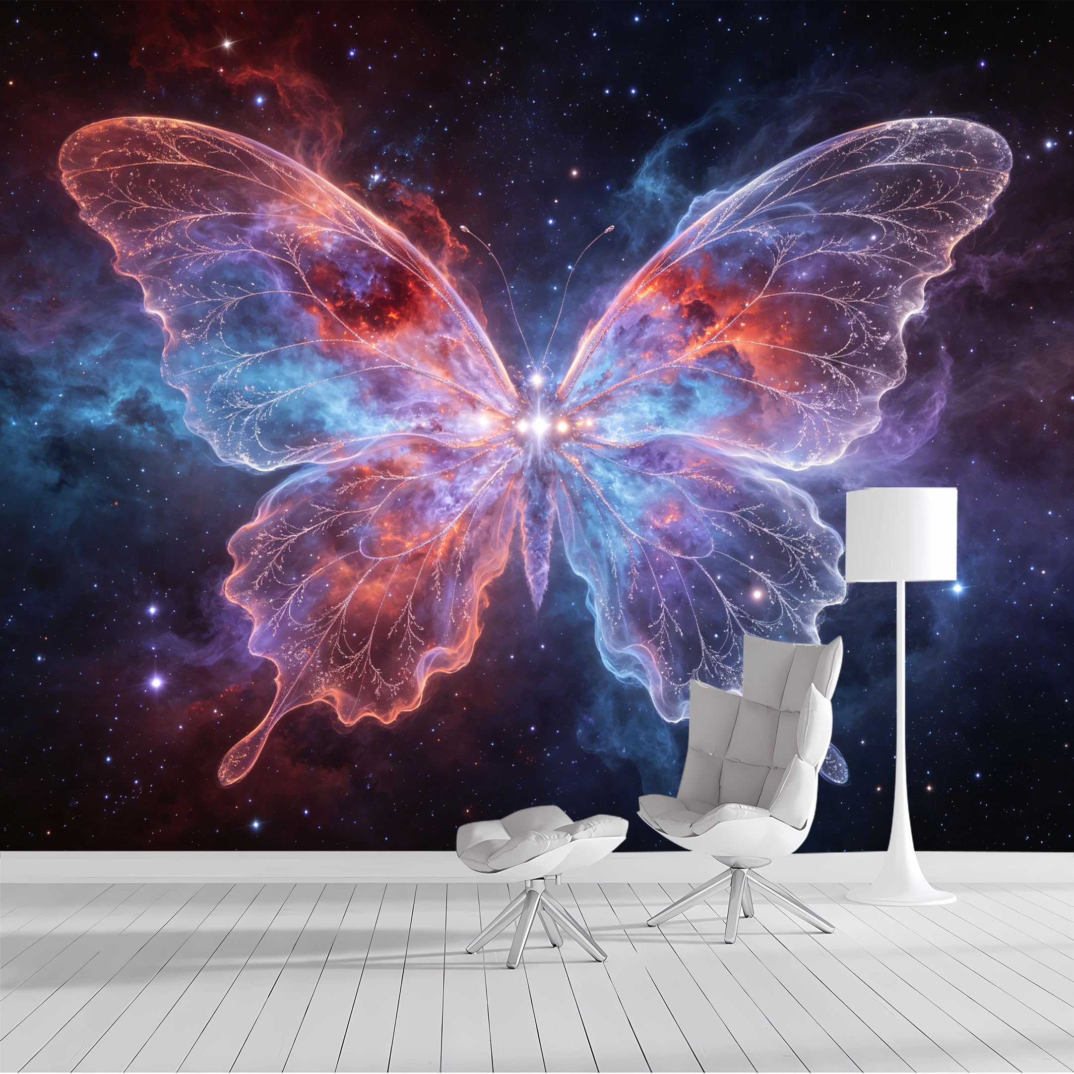 Custom Size Wall Mural Celestial Butterfly Nebula Abstract Art Watercolor SelfAdhesive Wall Fabric Removable Peel and Stick Wallpaper Wall Decor for Living Room Bedroom Bathroom