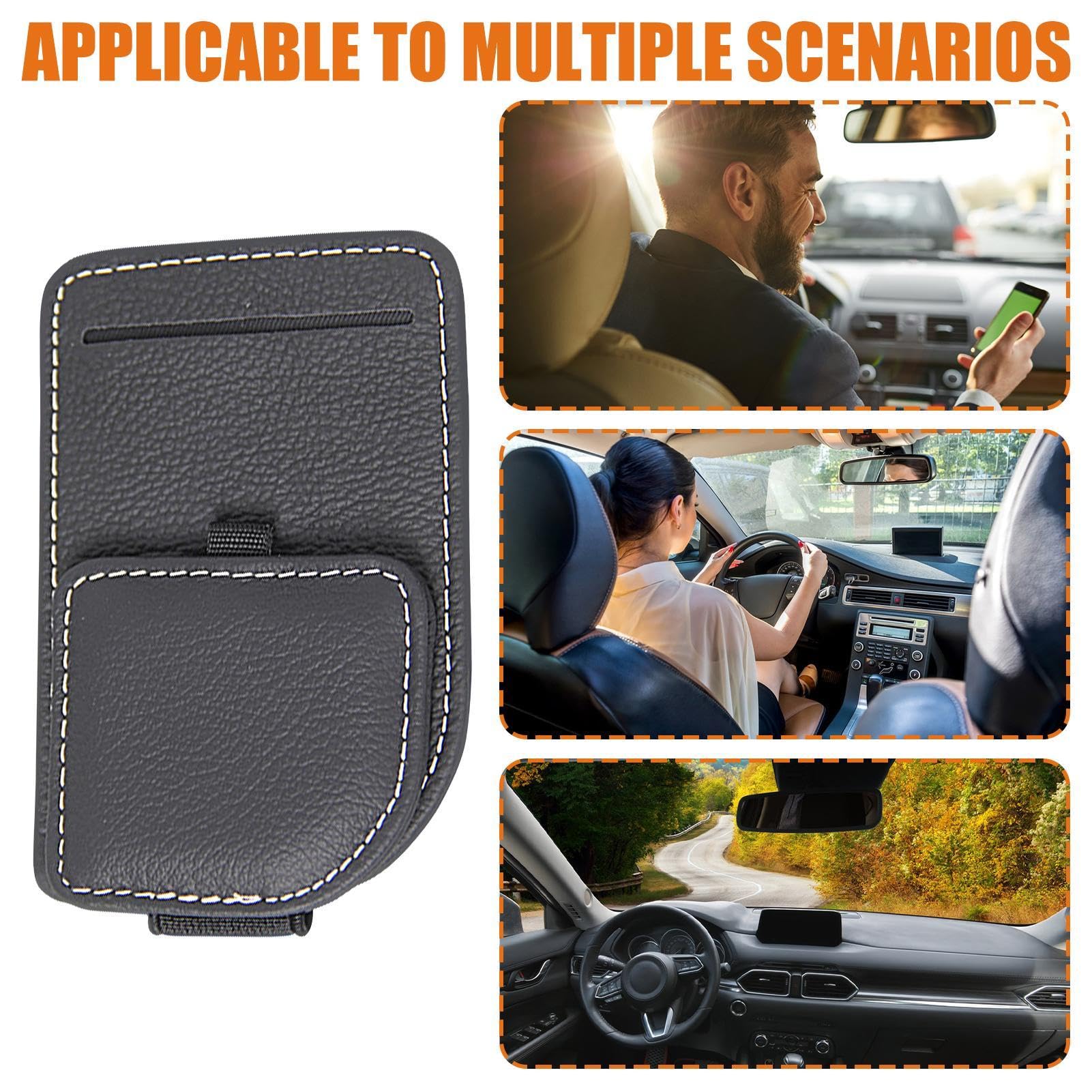 Porta Occhiali Da Sole Per Auto – Clip Da Visiera In ABS – Supporto Universale Senza Attrezzi – Custodia Rigida Compatta (18x6 Cm) – Nero