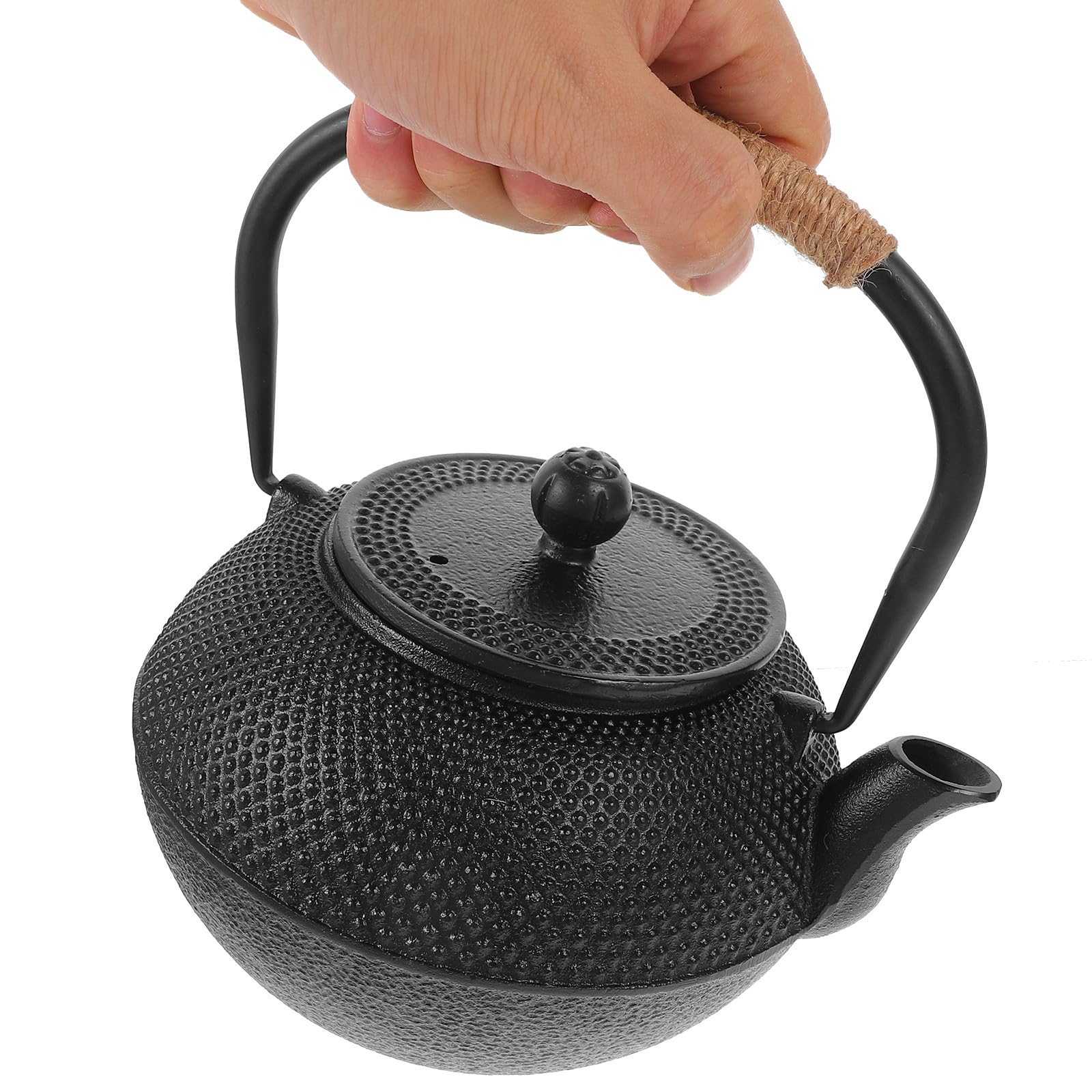 SOLUSTRE Théière en Fonte, Théière Japonaise 1200ml Noire avec Infuseur en Acier Inoxydable et Couvercle, Sûre pour Cuisinière, Déco de Table, Fêtes du Thé