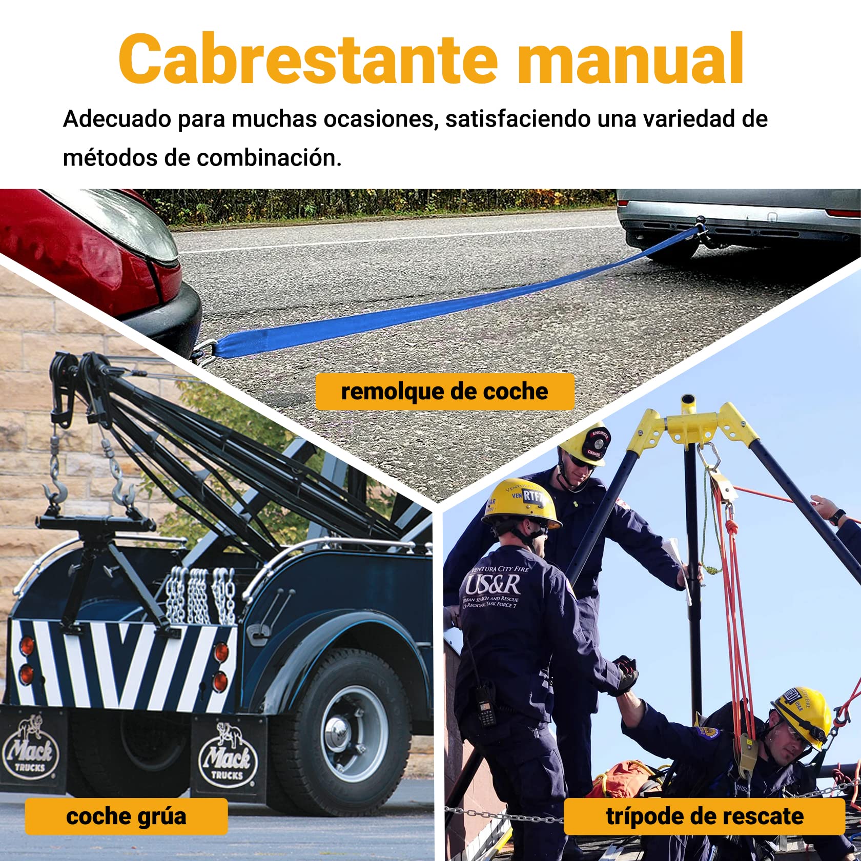 Pindex Cabrestante Manual Torno de Correa de Manivela,10M Mano Cabestrante 3000LBS (1365kg) 4:1 8:1 Cargas Pesadas, Usar en Camionetas, Remolques y Otras Aplicaciones Móviles - Azul