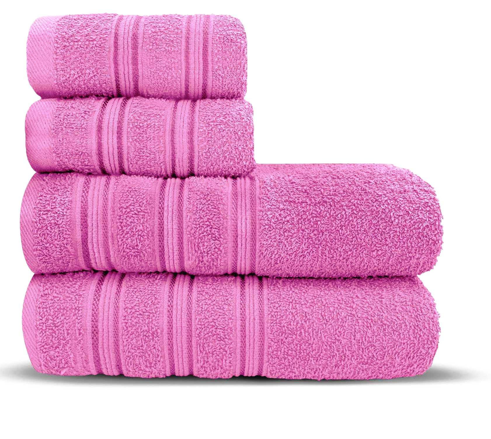 Velosso 4 Pce Hampi Towel Bale Set Luxuriously Soft, Highly Absorbent 100% Combed Ring Spun Cotton, Oversized Thick 2 Hand Towels and 2 Bath Towels, Premium Towels Spa & Hotel (Magenta Pink)