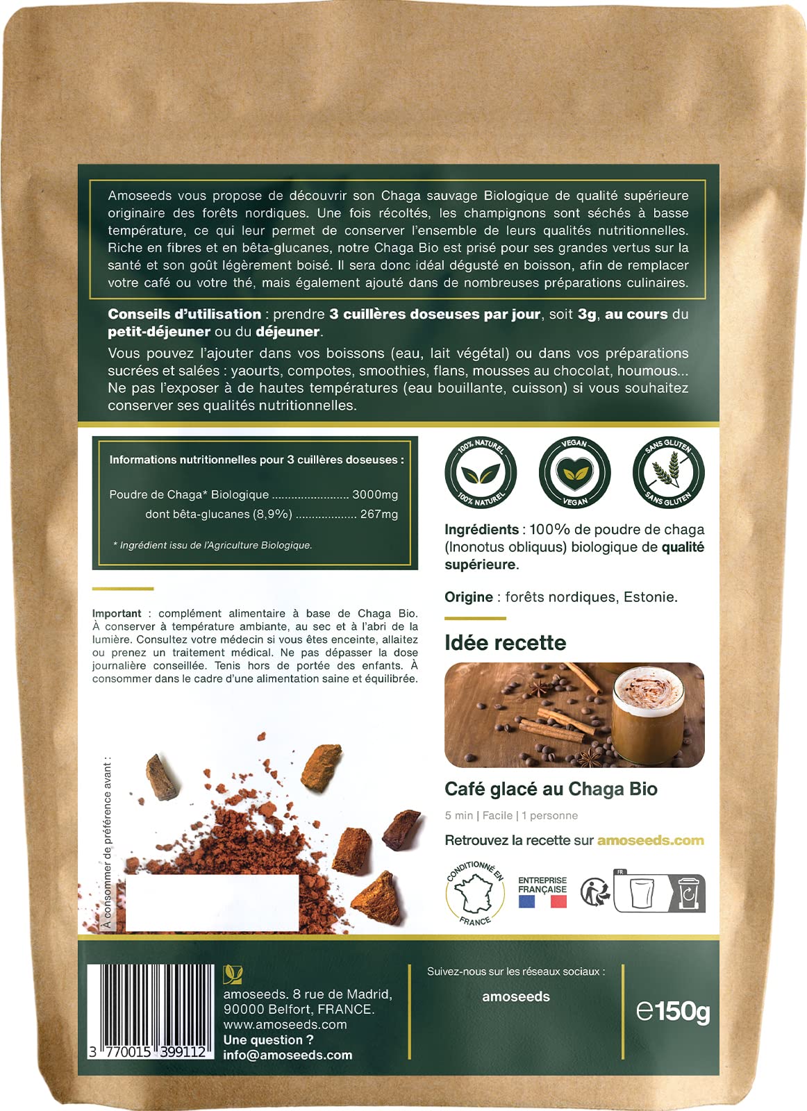 Poudre de Chaga Bio (150g)