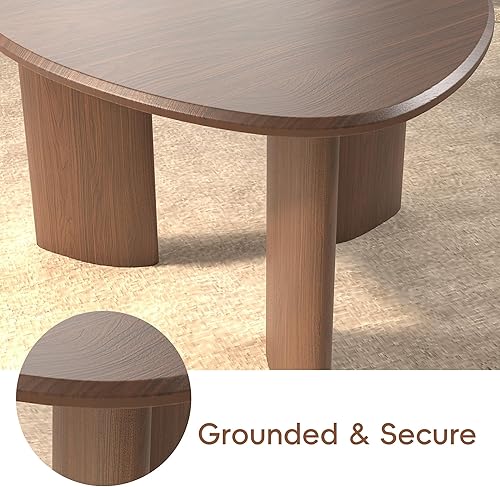 Miniatura 7 de Hoonyee - Juego de 2 mesas auxiliares anidadas, mesa auxiliar moderna de chapa de madera de nogal y mesa auxiliar para sala de estar, juego de mesa