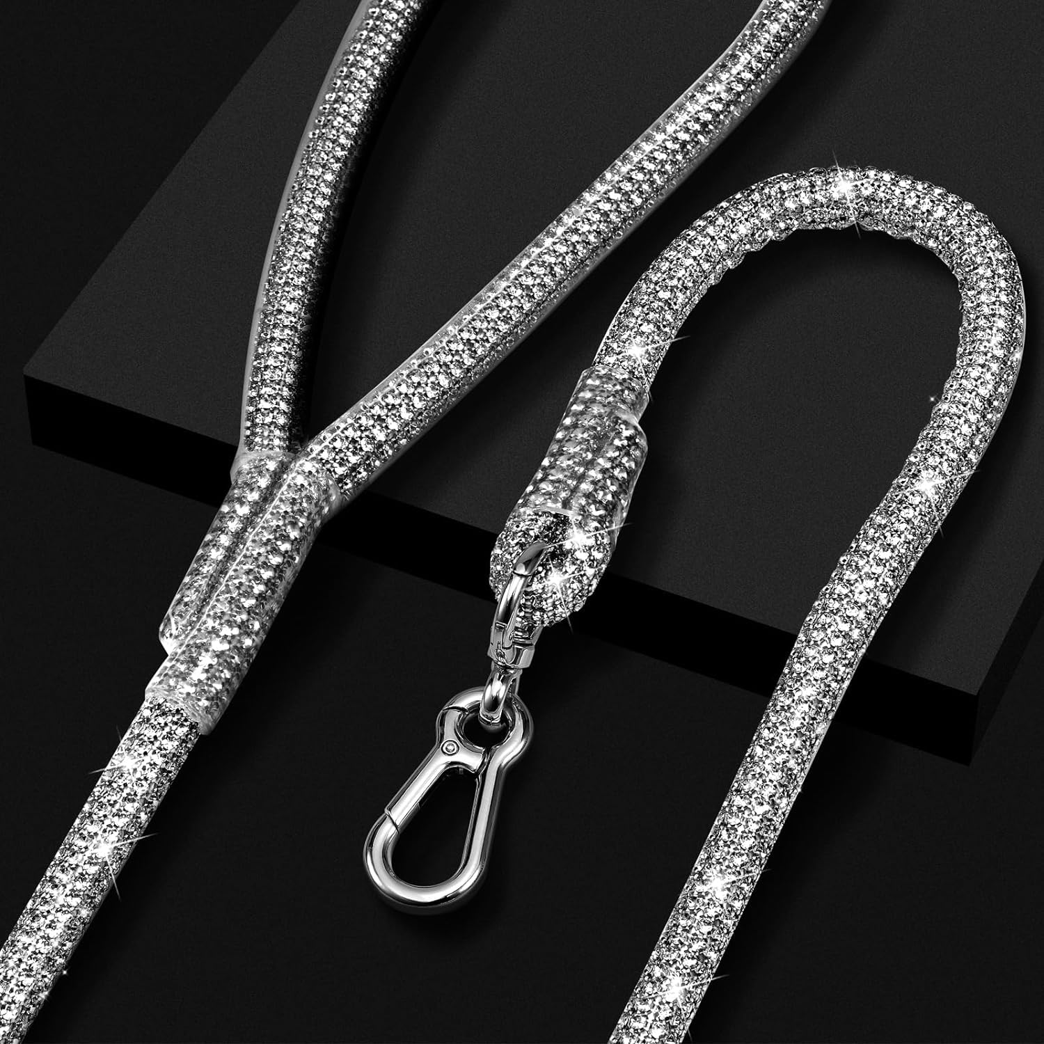 Woofuu Stylish and Luxurious Rhinestone Pet Leash,60 Inches Full Diamonds Design for Wedding and Everyday Walking,Sparkly Rhinestones Dog Leash for Dogs Cats - Image 2