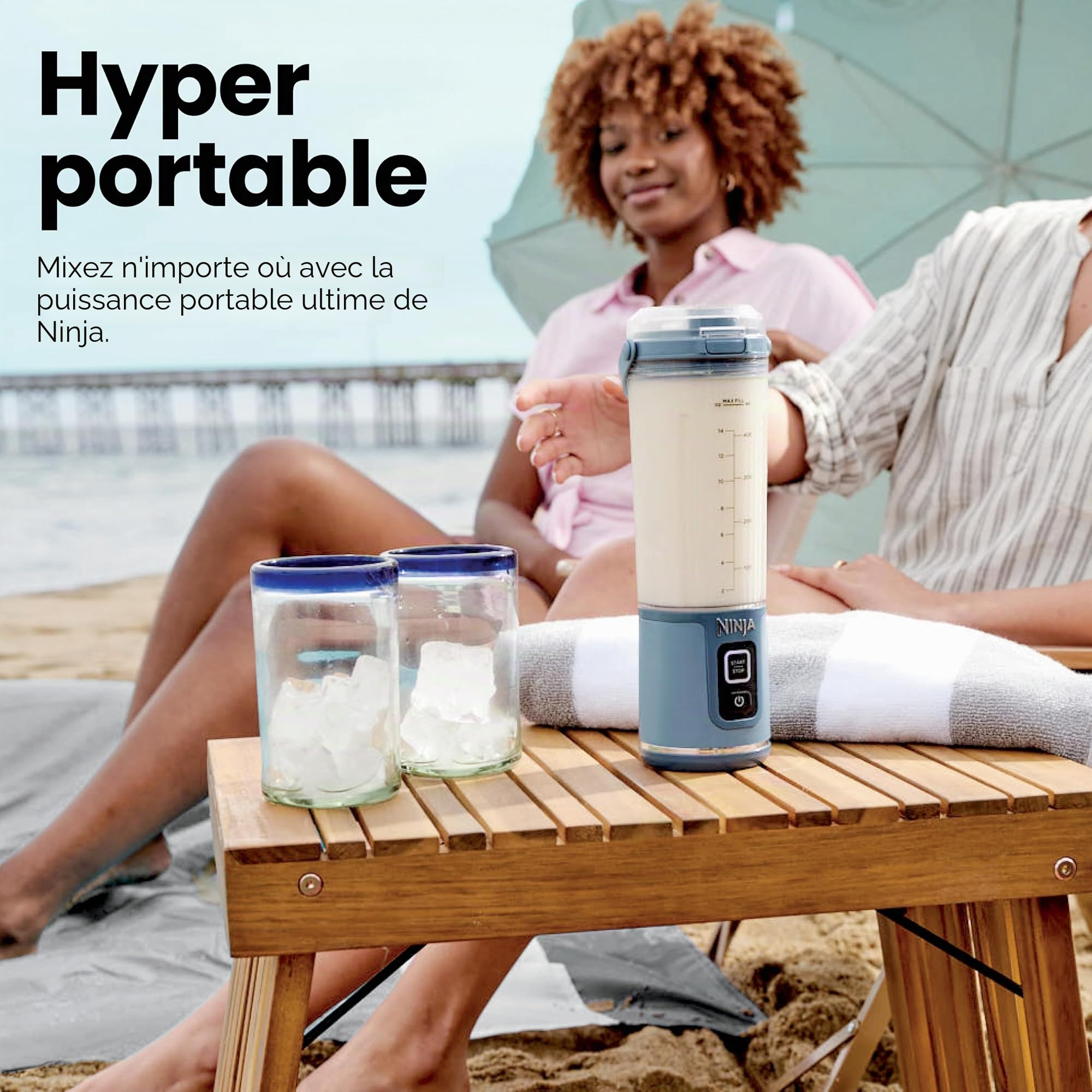 Ninja Blast BC151MB – Mélangeur portable sans fil, récipient de 532 ml, mélangeur personnel pour shakes et smoothies, sans BPA, couvercle étanche et bec verseur à gorgée, rechargeable par USB-C, passe