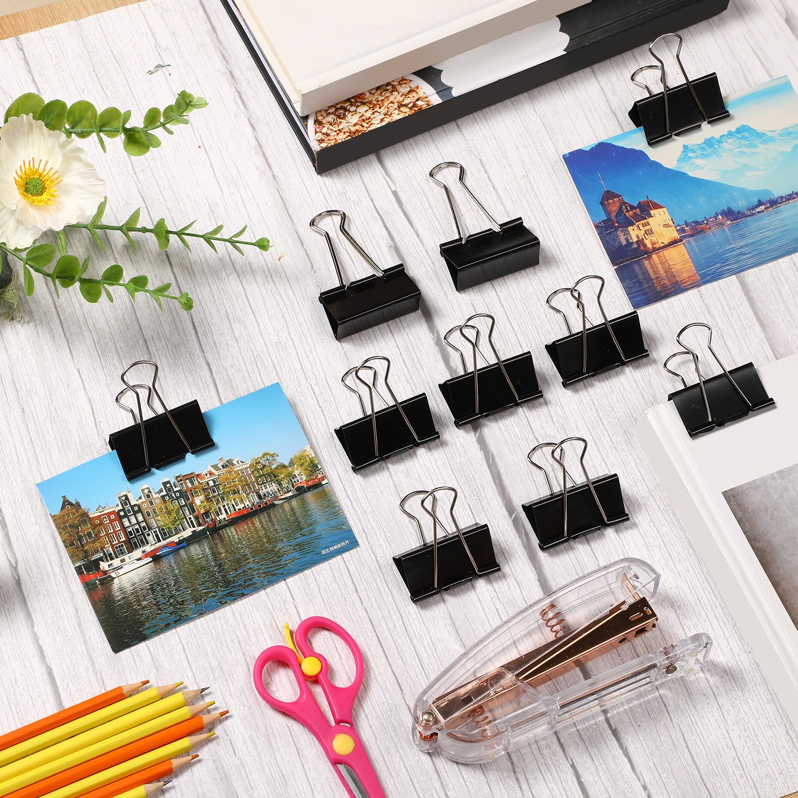 Jetec 200 Stück extra große Binder-Clips aus Metall, Bürobedarf, schwarze Papierklemmen für Lehrer, Studenten, Schule, Klassenzimmer, Büro, Geschäftsbedarf (5,1 cm)