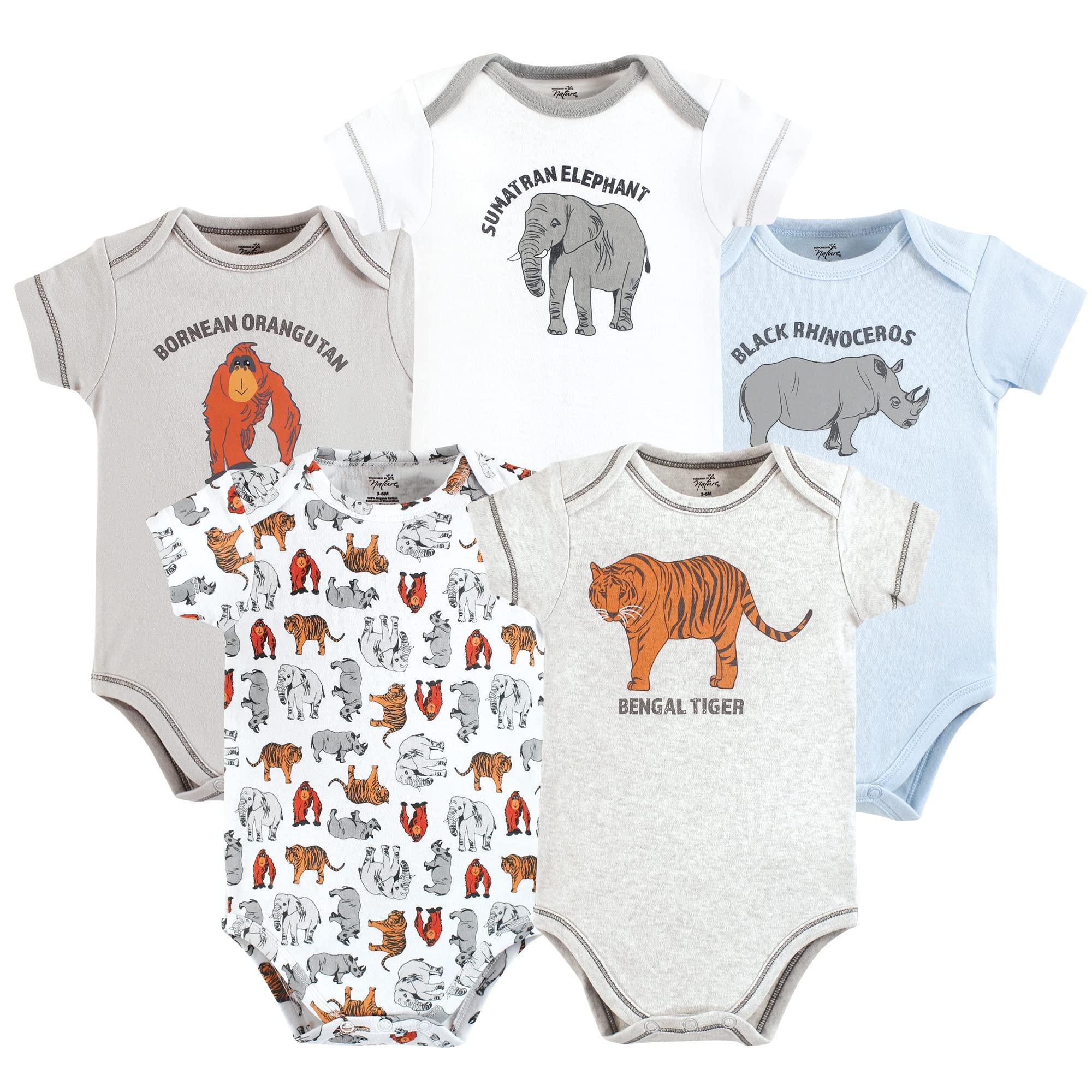Touched by Nature Organic Cotton Bodysuits Touched by Nature - Body unisex para bebé, algodón orgánico, animales marinos en peligro de extinción, 3-6 meses, para niña