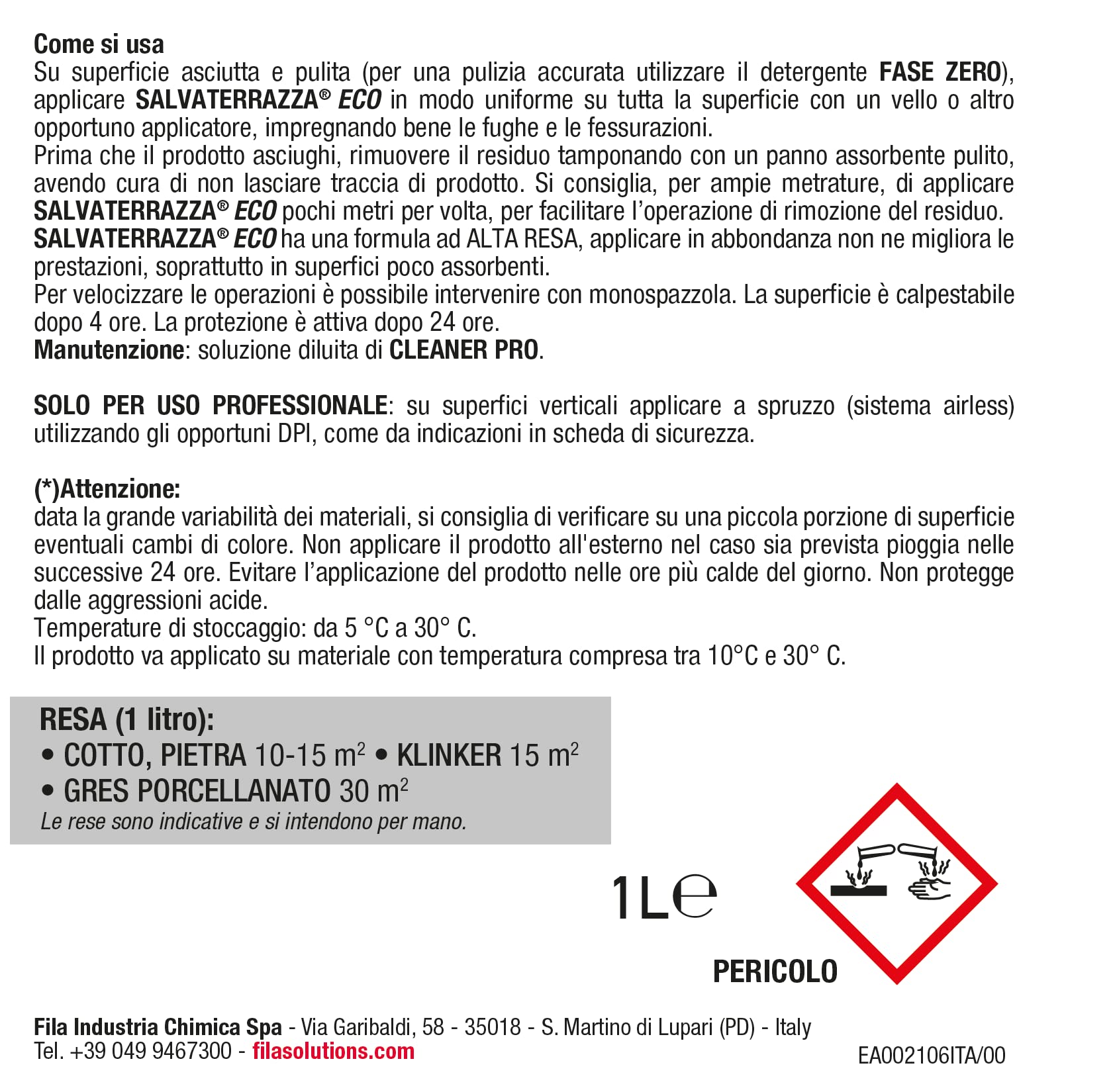 FILA Surface Care Solutions, Protège-terrasse® ECO, impermeabilizante transparente para terrazas a base de agua, transpirable, 1 l