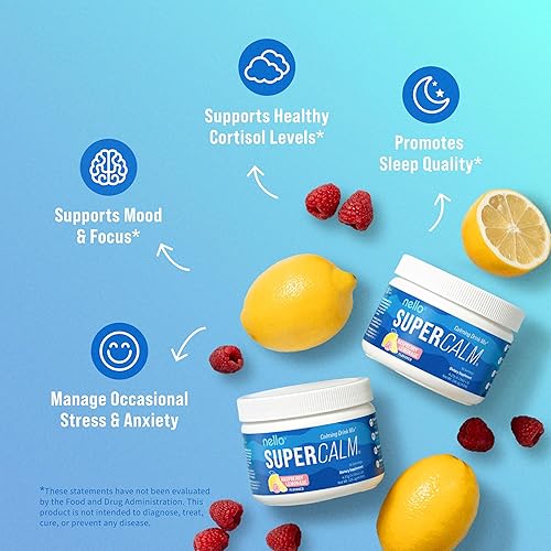 Miniatura 3 de Nello Supercalm - Mezcla de bebida Ashwagandha KSM 66, glicinato de magnesio, L-teanina, vitamina D3, extracto de raíz de ashwagandha, suplemento de