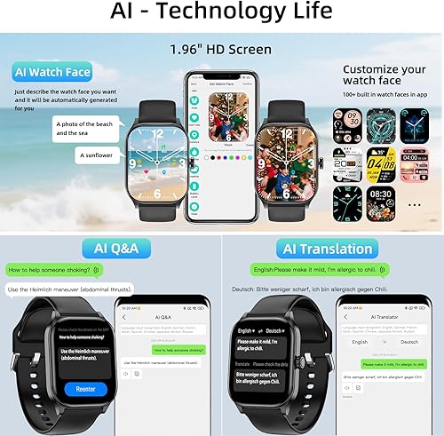 Miniatura 2 de Smart Watch with AI (Built-in GPS), 1.96" HD Fitness Tracker for Men Women, 100+ Sports Modes, CallReplyNotification, 247 Heart Rate & Sleep
