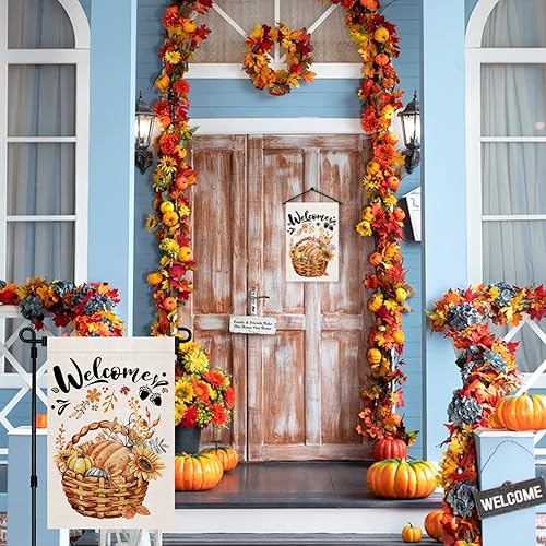 Miniatura 6 de 1 bandera de jardín vertical de arpillera de 12 x 18 pulgadas, doble cara para exteriores, casa de campo, decoración de temporada para el hogar