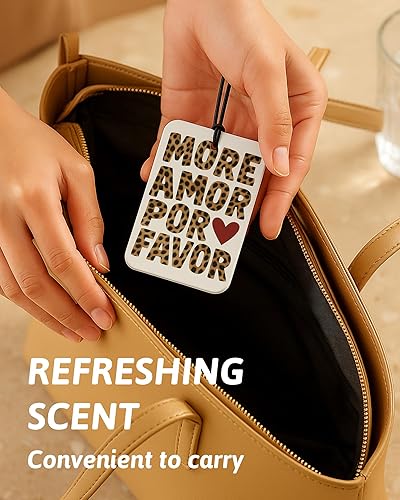 Miniatura 7 de Ambientador de aire retro negro para automóvil, 4 piezas, estampado de leopardo retro con 8 bolas, labios rojos, cerezas, ambientador colgante para