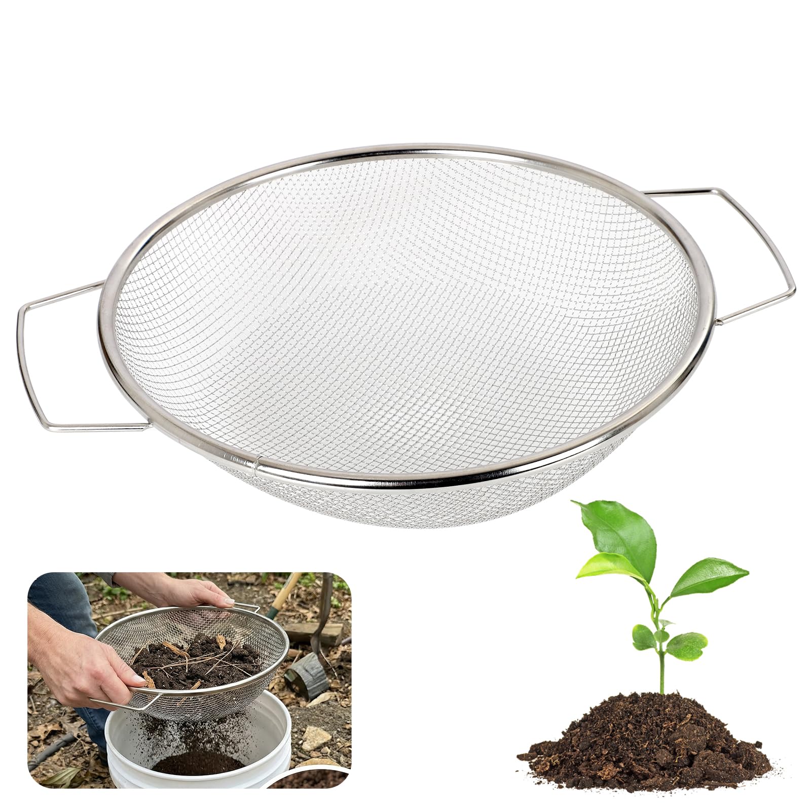 2Pcs 304 Stainless Steel Soil Sifter 1/4" 3/8" Screen Fit 5 Gal Bucket — Amazon image 13