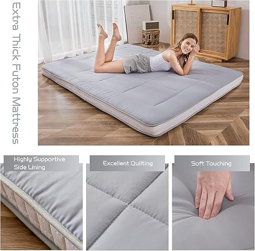 Miniatura 6 de MAXYOYO Colchón tipo futón, colchón japonés tamaño Queen, acolchado, extra grueso, plegable, transpirable, tumbona para el suelo, cama de invitados
