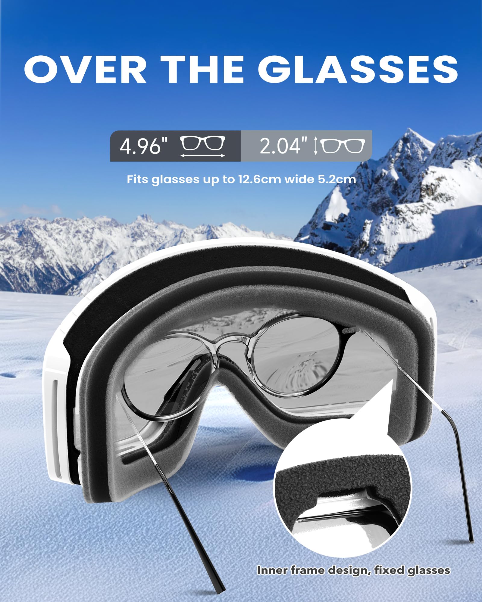 Findway Maschera da Sci, Occhiali da Sci per Uomo Donna Teenager OTG Maschere Sci, 100% Anti-UV Maschera Sci, Anti Nebbia, Adatto a Snowboard, Motocross e Altri Sport Invernali