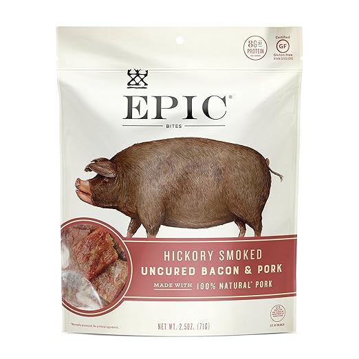 Epic Jerky Bites, 100 Natural, Uncured Bacon & Pork, Sea