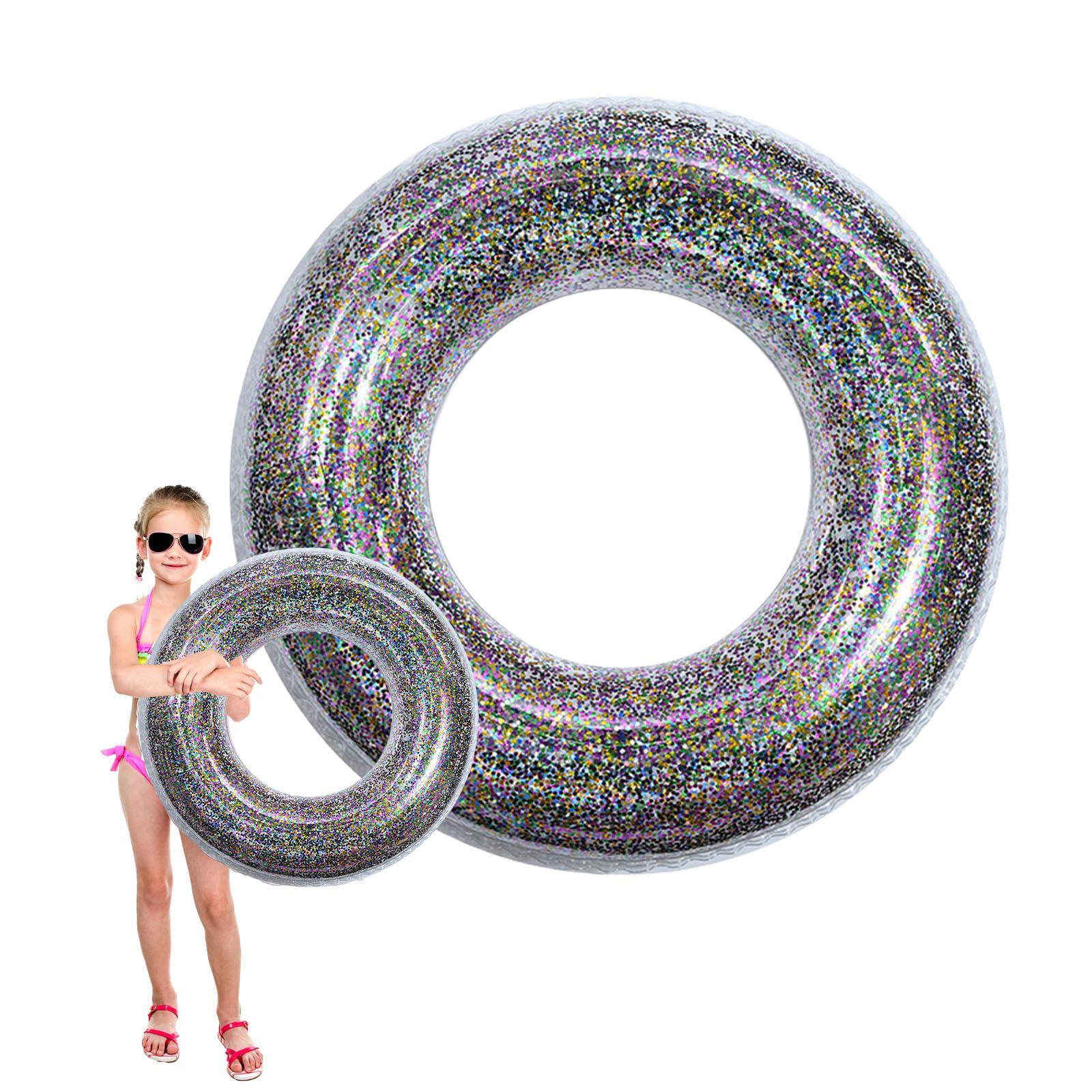Pool Inflatables Swimming Ring Rubber Rings for,Colorful Sequins Inflatable Pool Water Toys,Inflatable Pool Floats Swim Tubes Rings for Women Men Summer Party Beach Water Sports