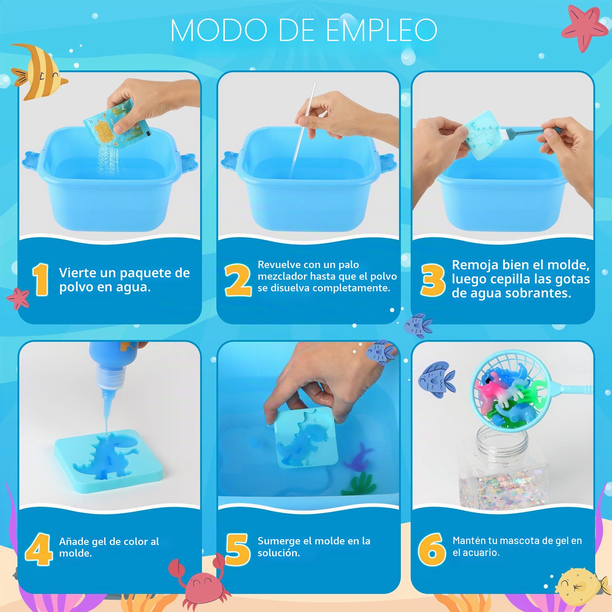 Herenear Juguete de Aqua Gelz, 54 PCS Magic Water Elf con 20 Botes de Gel de Color y 16 Formas, Creativos Elfo Mágico de Agua, Regalo Juguetes educativos para Niños 3 4 5 6 Años