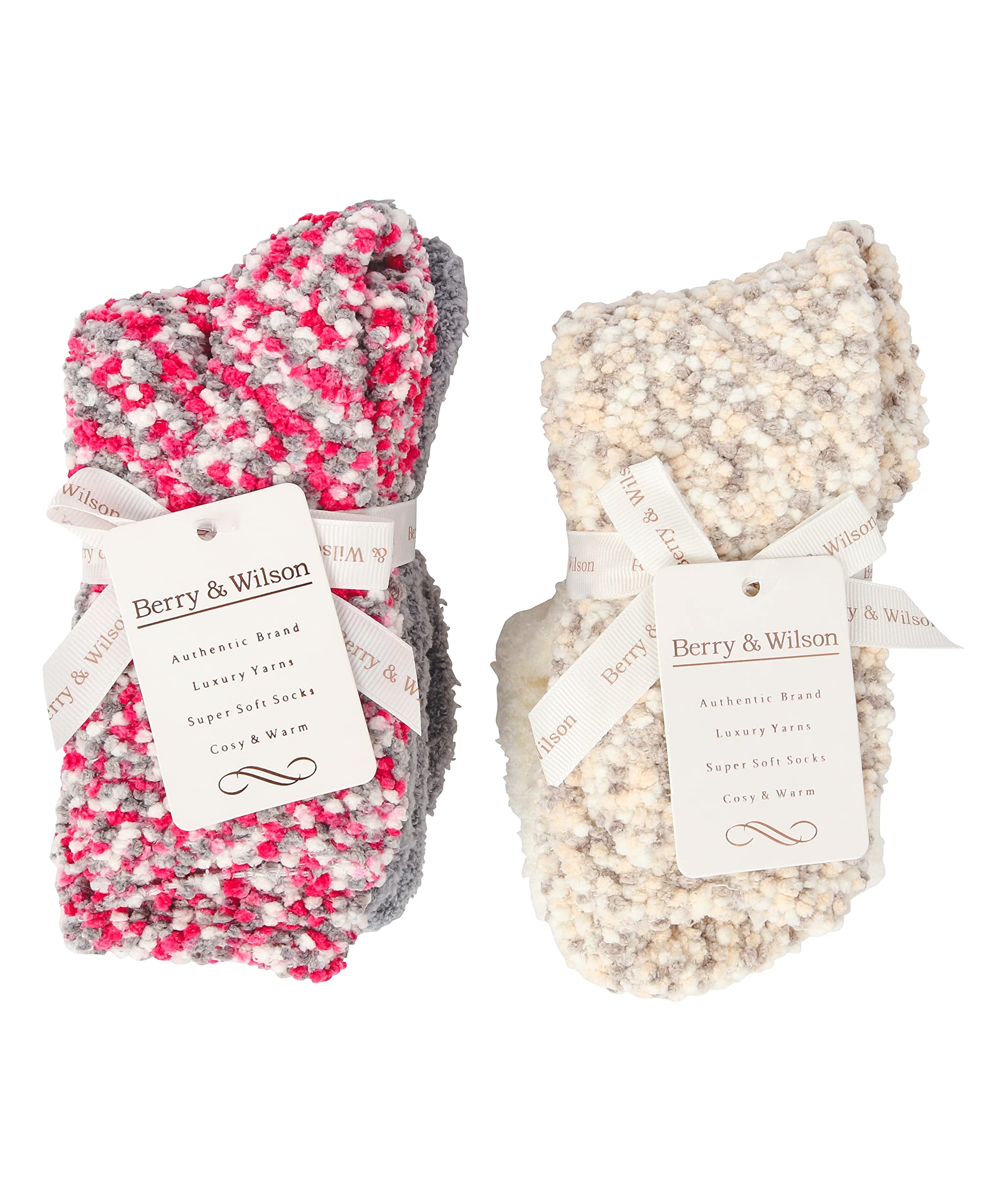 Berry & Wilson LADIES POPCORN COSY/BED SOCKS * 4 PAIRS *