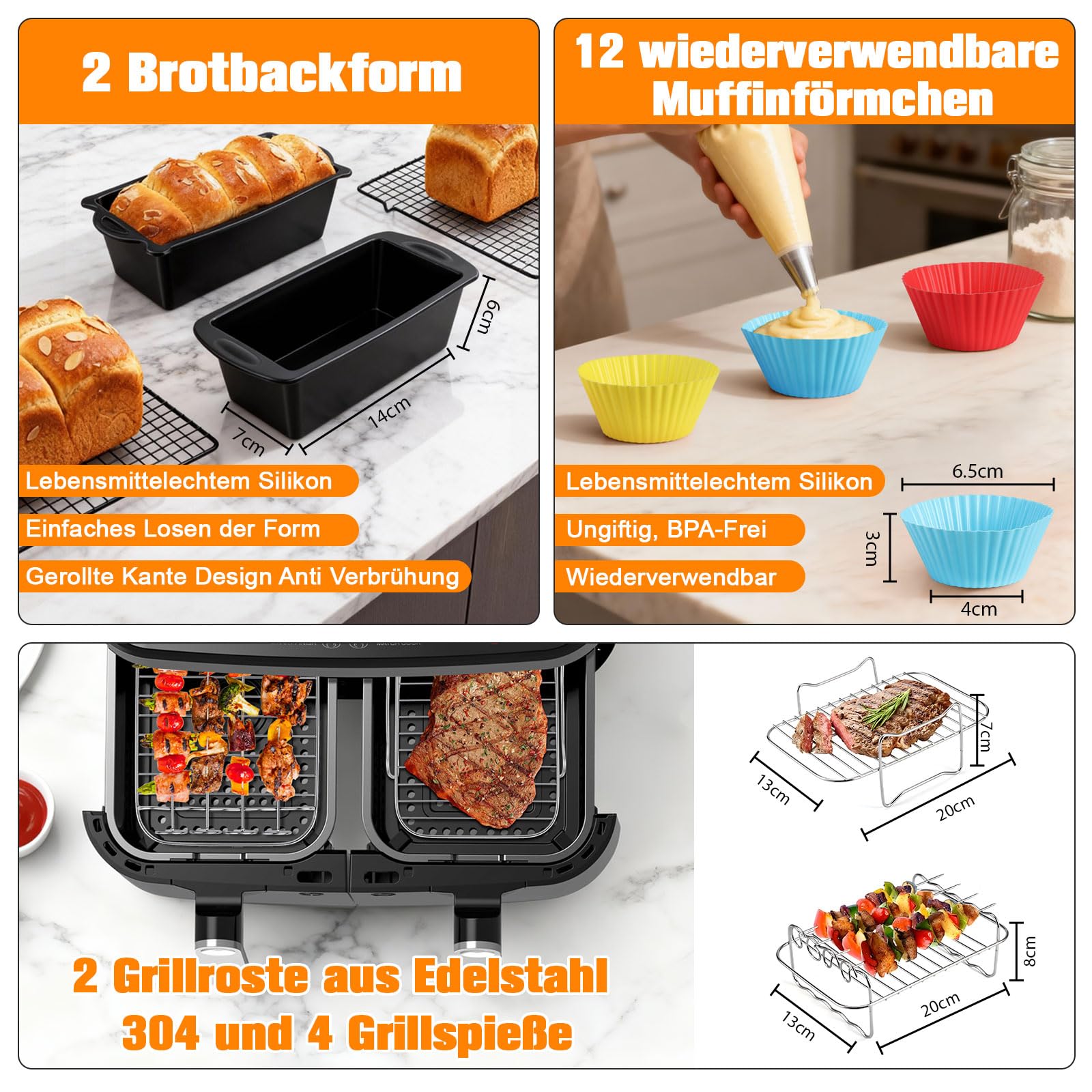 24 sztuki akcesoriów Ninja Airfryer, forma silikonowa do frytkownicy na gorące powietrze, akcesoria do Ninja Foodi Max Dual Zone AF400EU AF300EU 7,6-9,5L, wkładka silikonowa do frytkownicy Air Fryer