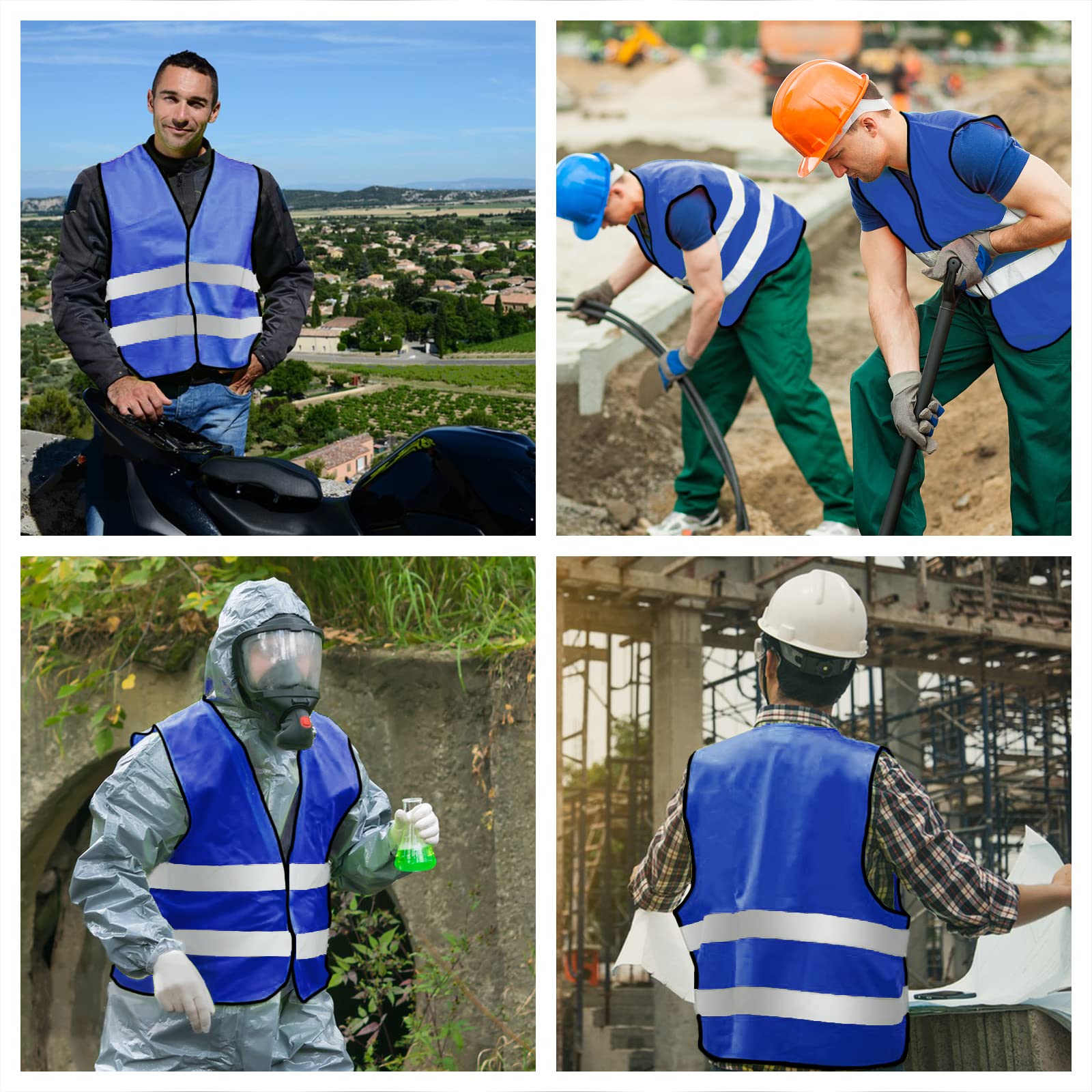 20 chalecos reflectantes con 2 tiras reflectantes para operadores y atletas (azul, 20) azul, 8