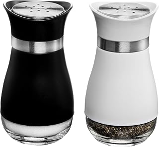 MITBAK Salt and Pepper Shakers (2-Pc. Set) Elegant w/Clear Glass Bottom | Compact Cooking, Kitchen and Dining Room Use | C...