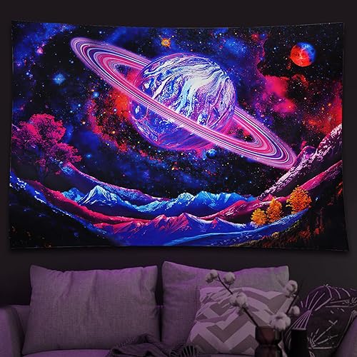 Tapiz de galaxia para dormitorio tapiz de planeta para colgar en la pared tapiz psicodélico para dormitorio estético tapiz de pared de montaña tapiz