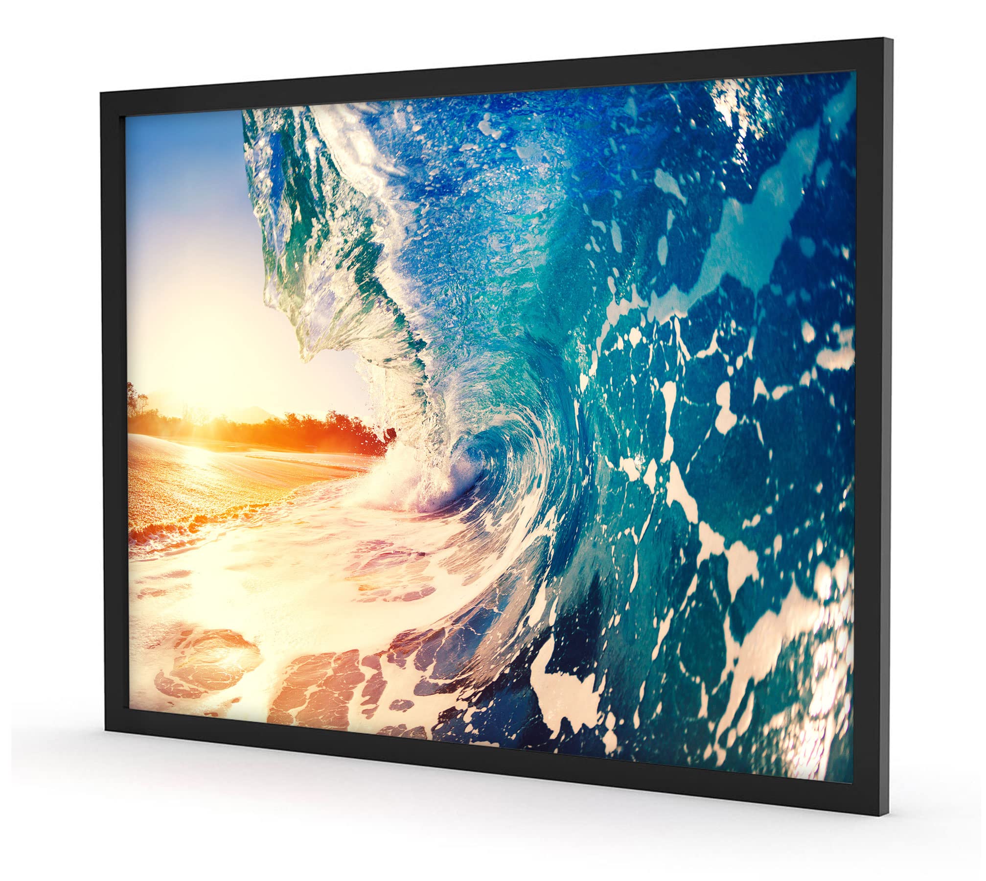 Empire Interactive - Poster con cornice a forma di onda gigante all'alba, 100 x 70 cm