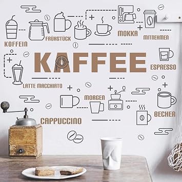 Coffee Theme Wall Sticker Coffee Varieties Wall Sticker Kitchen Self-Adhesive Coffee Wall Sticker for Cafe Decoration Coffee Cup Wall Sticker Sayings for Kitchen Dining Room Living Room