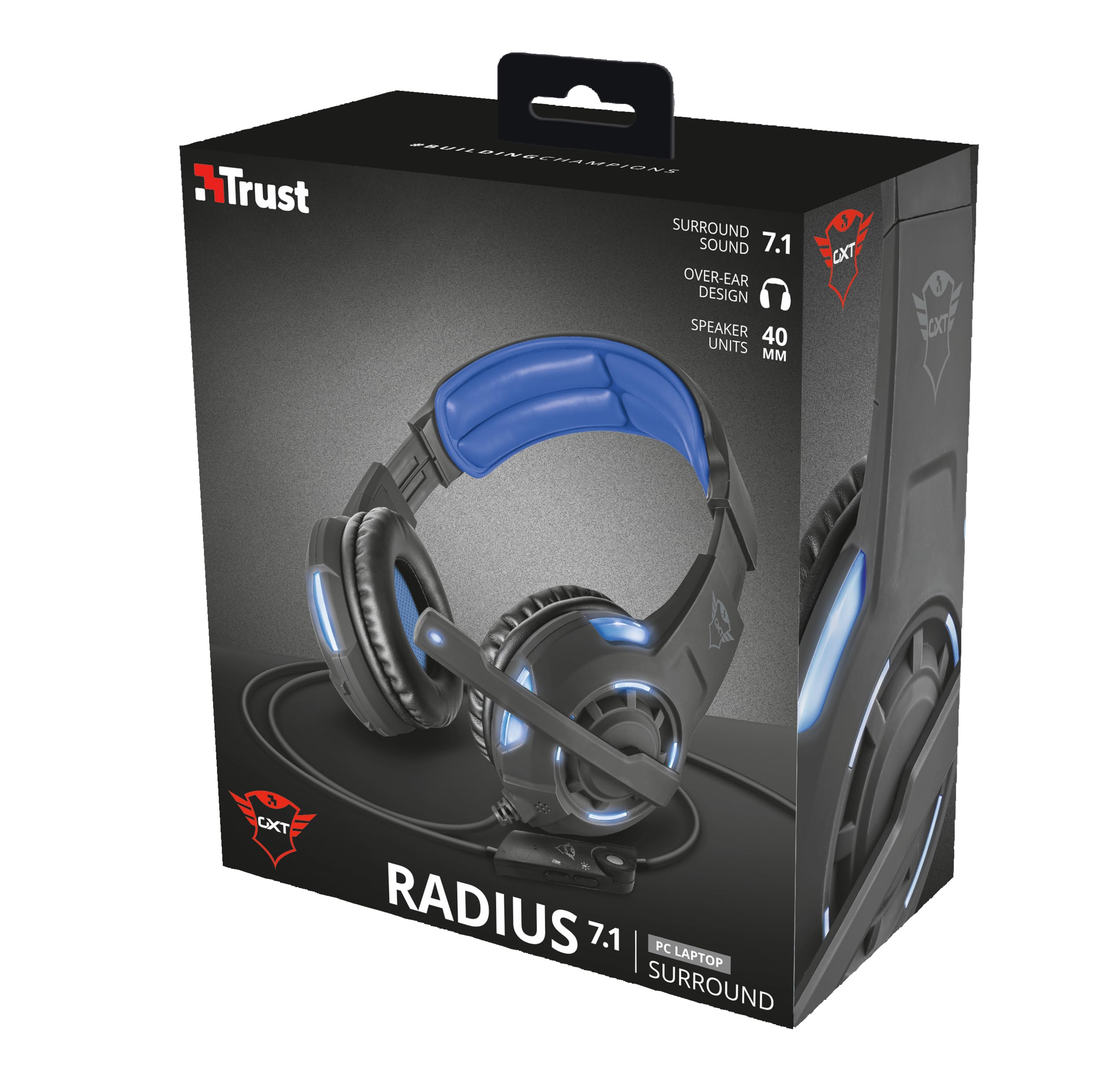 Trust GXT 350 Radius - Auriculares Gaming con conexión USB, Surround 7.1, Color Negro