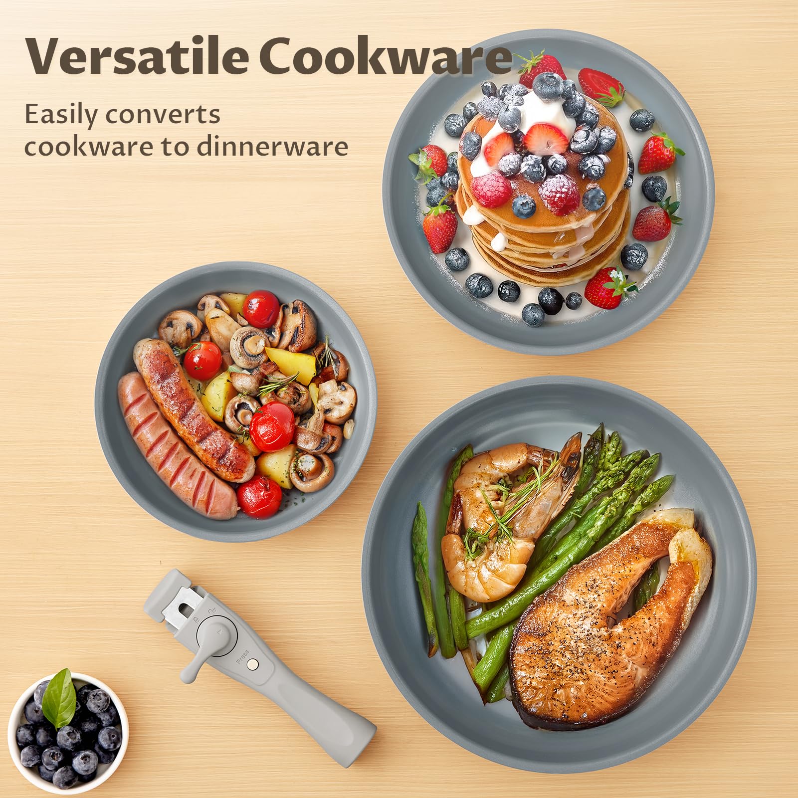 BLAZANT Non Stick Frying Pan with Removable Handle, Non Stick Ceramic Frying Pan Set for Induction Hobs PFOA PTFE Free - Image 4