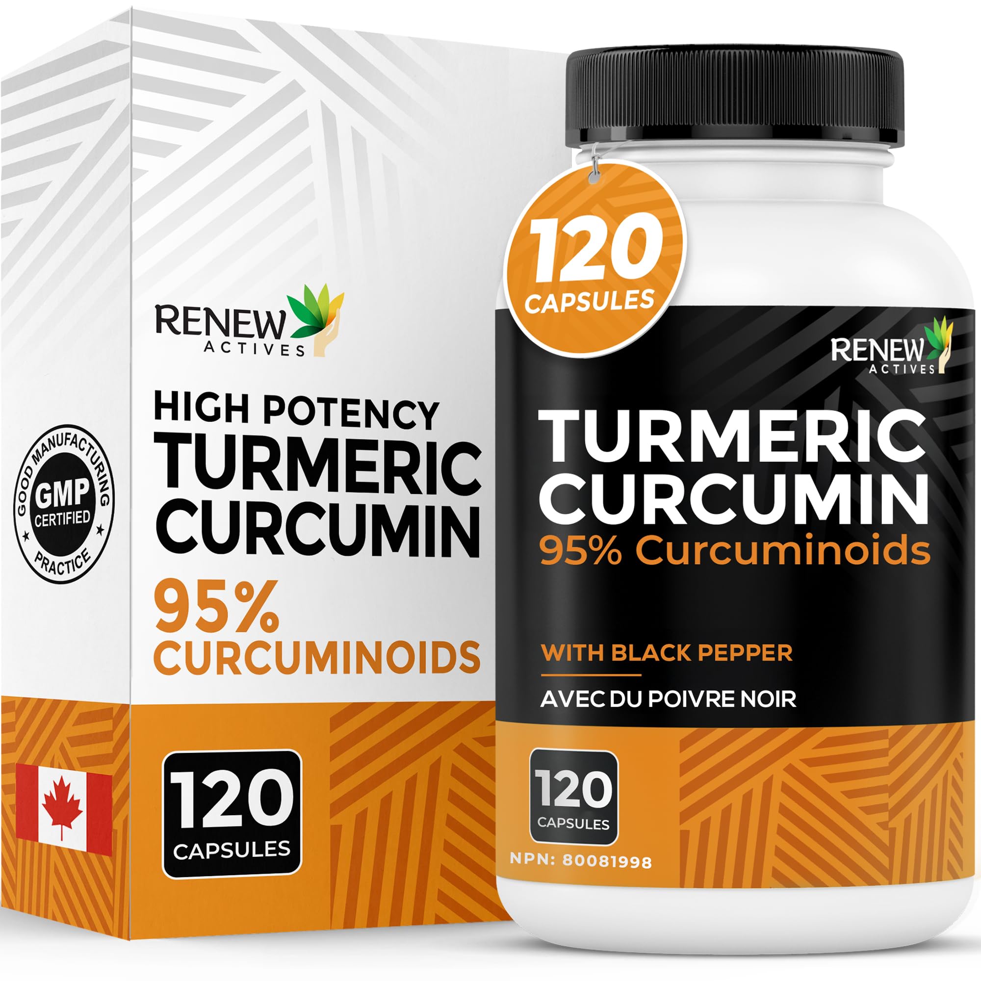 Renew Actives Organic Turmeric + Black Pepper Capsules! 2 Month Supply! 1300mg! Traditionally Used Used in as an Anti-inflammatory to Help Relieve Joint Pain. Non-GMO Turmeric Curcumin w Bioperine
