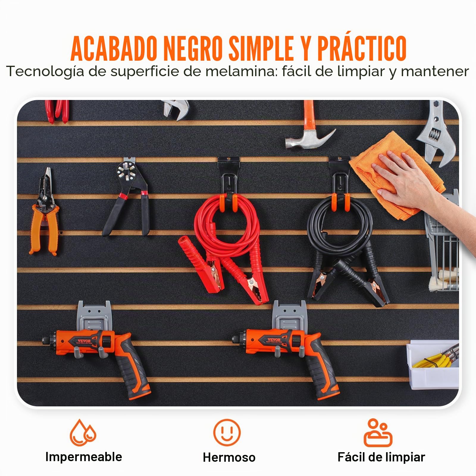 VEVOR Panel de Listones de Pared para Garaje 121,9 x 60,96 cm Panel de Almacenamiento de Herramientas 2 PCS Capacidad de 11,3 kg para Tienda Minorista, Organización de Almacenamiento de Manualidades