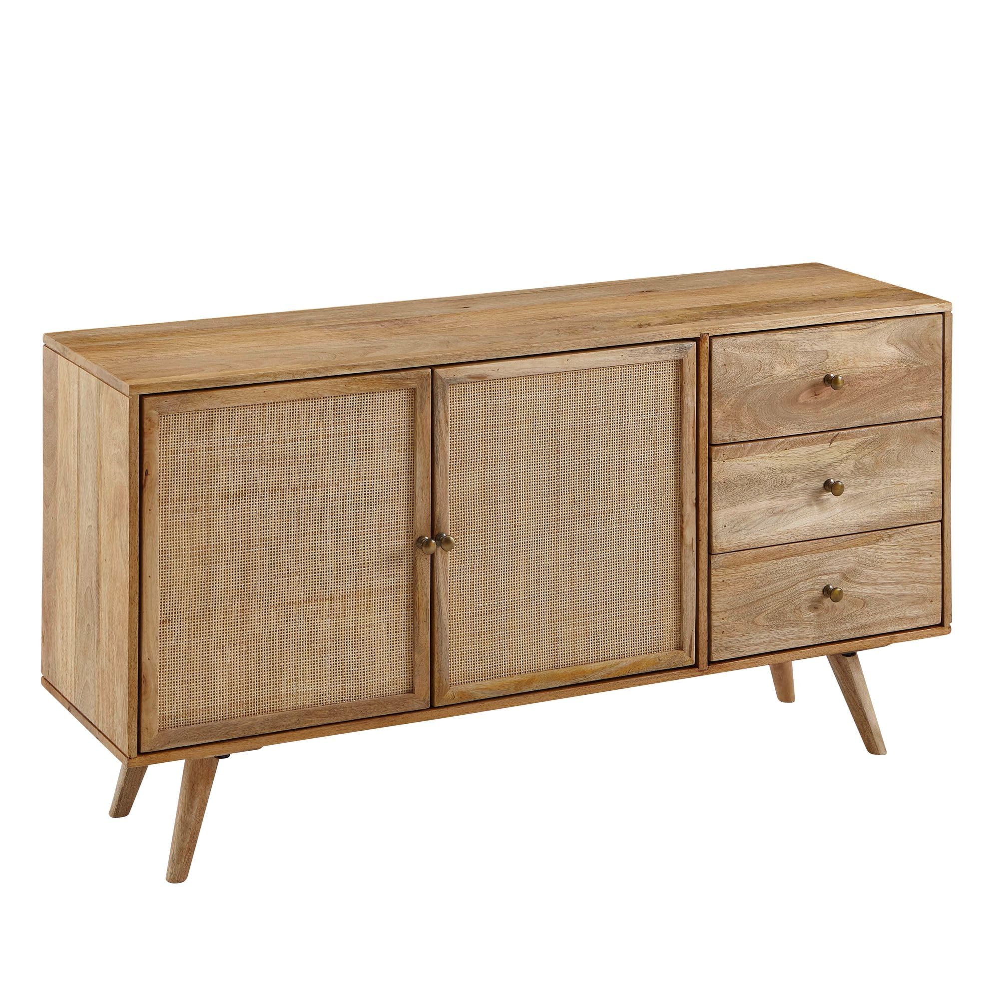 Credenza in Legno Massello di Mango e Acciaio 65x33x76cm