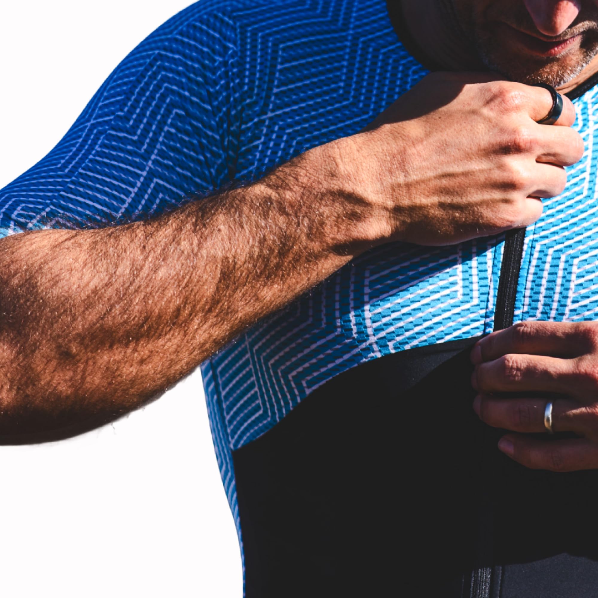 SLS3 Traje de Triatlón para Hombre - Tri Suit con Mangas Aerodinámicas para Hombre - Tejidos PRO FX para Triatlón Masculino (Ocean Blue Blur, L)