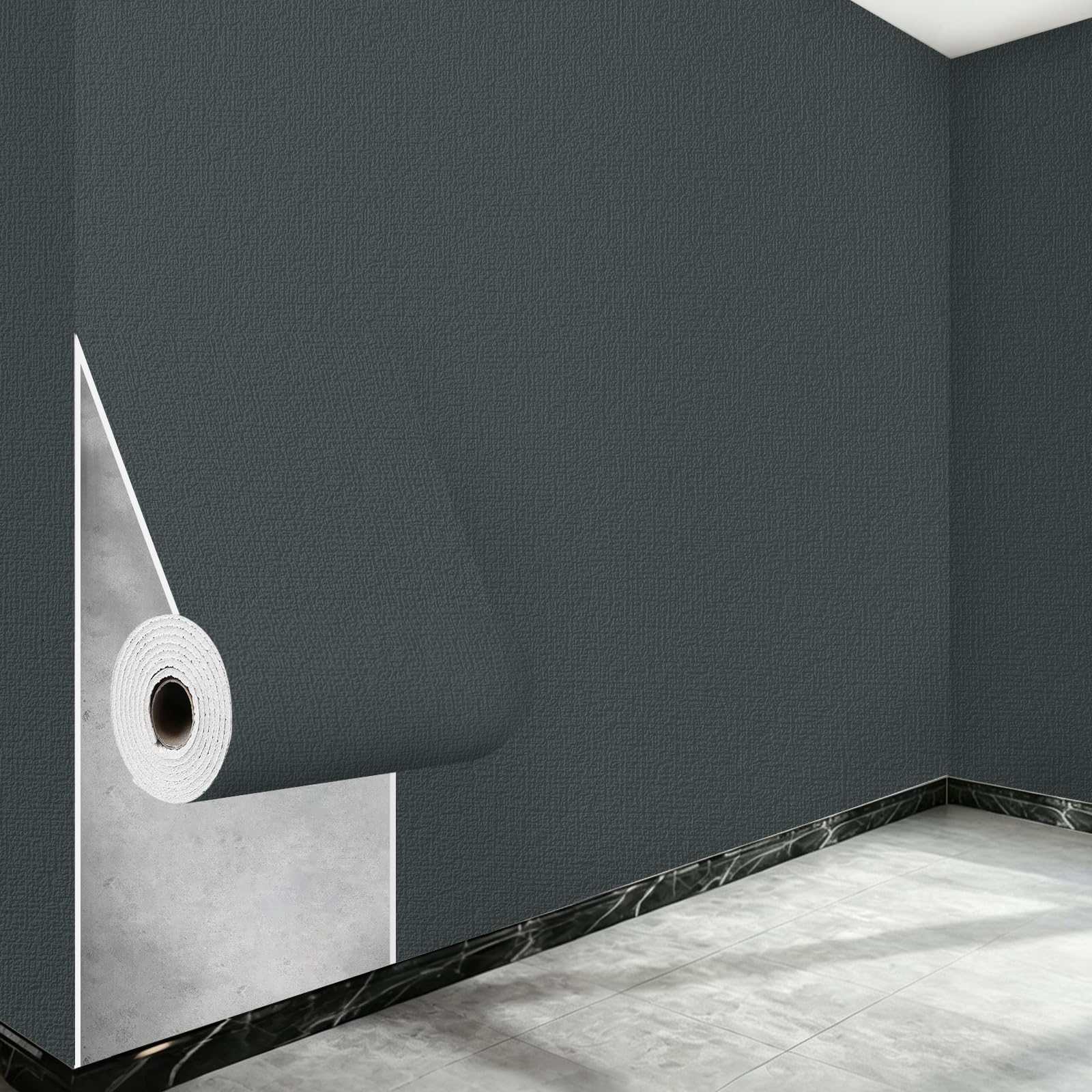Anttyscar 4Roll Dark Grey Thicken Self Adhesive Wallpaper 3D Thermal Insulating Peel and Stick Wallpaper Thermal Insulating Wall Panels Stick On Wall Covering Kitchen Removable Furniture Sticker — image 1