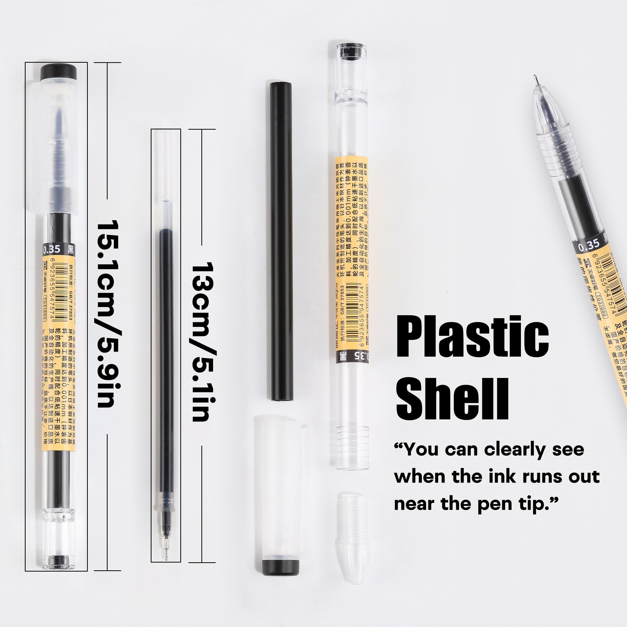 Bolígrafos de tinta de gel de estilo japonés de tinta líquida, bolígrafos de tinta de secado rápido de 0,35 mm, punta ultrafina, bolígrafo premium para oficina, escuela, suministros de