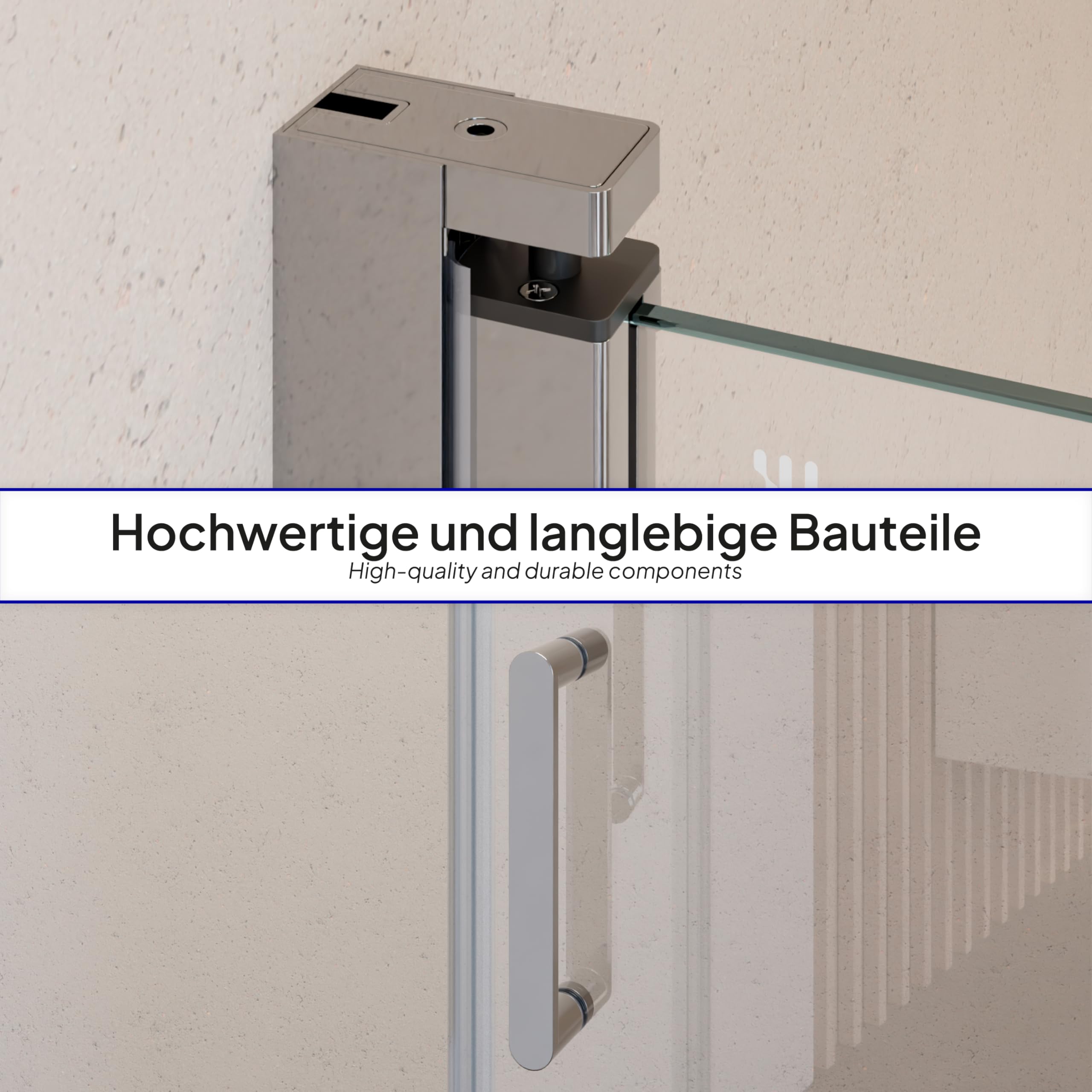 Stella Duschtür 79x190 cm - Nischentür aus 6 mm ESG Sicherheitsglas mit Nanobeschichtung, Verstellbereich 79–82 cm, transparente Duschabtrennung für Badezimmer