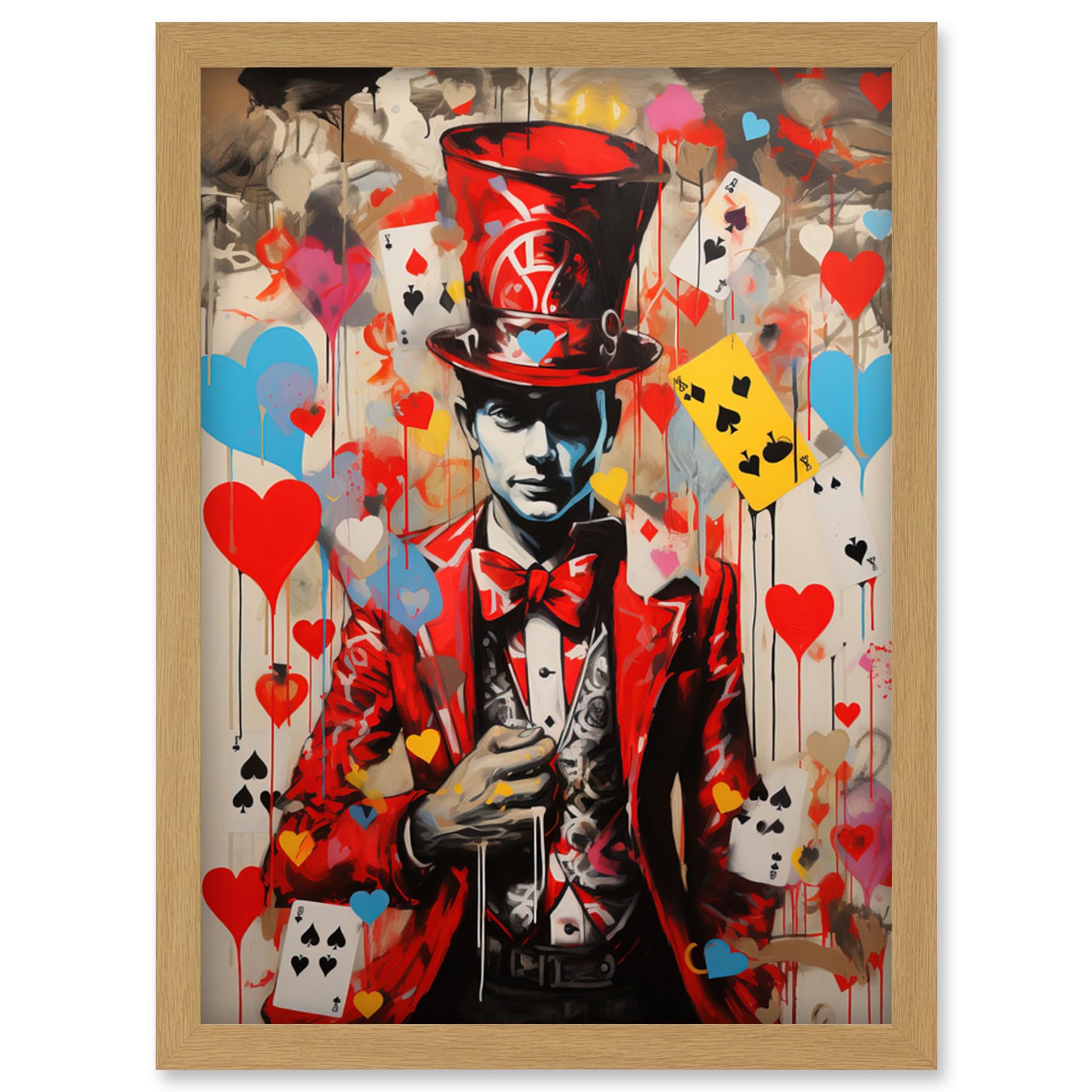 The King of Hearts Modern Magician Magical Playing Cards Framed Art Print A4