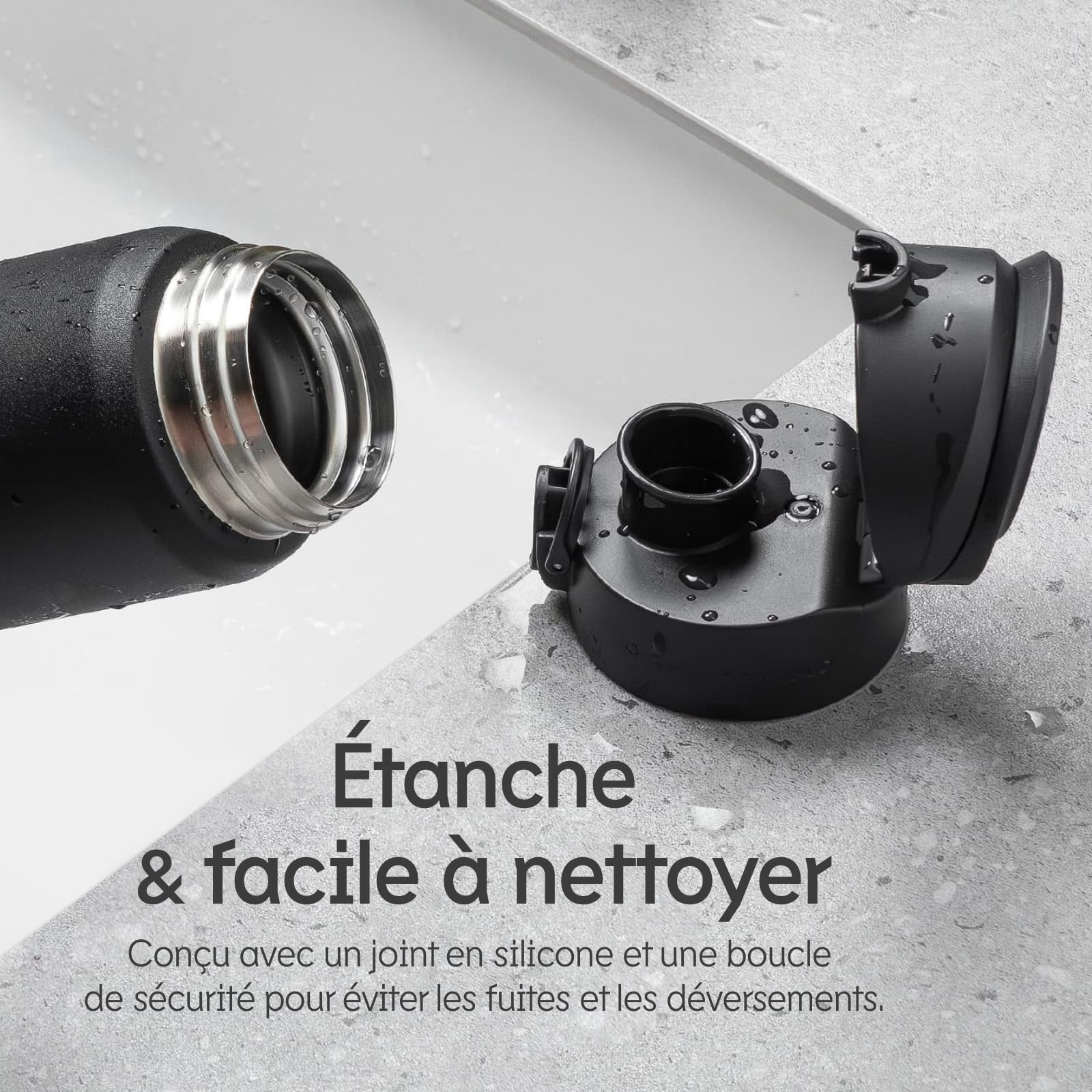 RhinoShield AquaStand Gourde Isotherme magnétique 700ml - Noir | Acier inoxydable, bouteille de sport sans paille, poignée compatible MagSafe, trépied avec angles ajustables, étanche