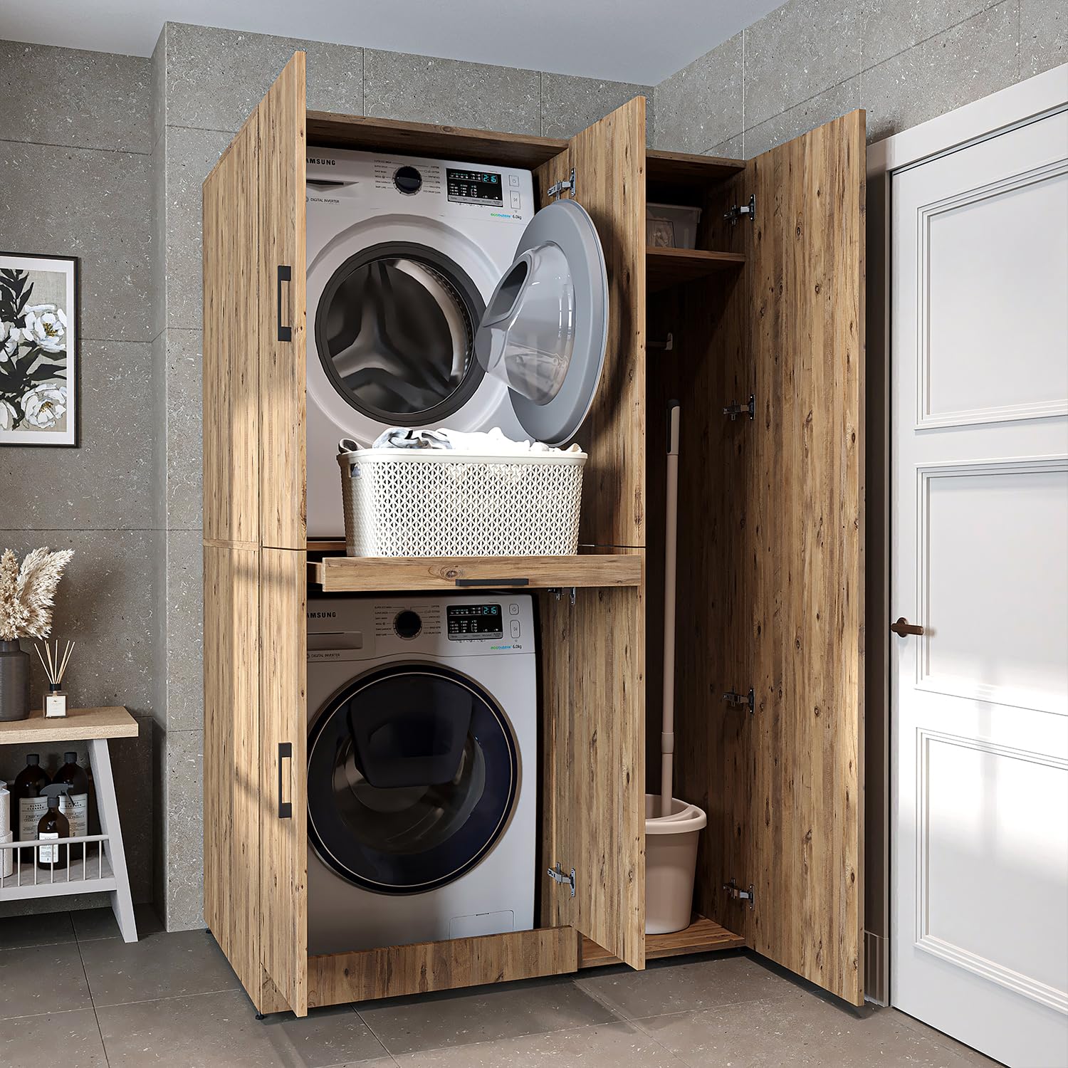 Armadietto garage a 5 ripiani con 2 ante 40 x 60 x 180 cm nero opaco Berlin | Maisons du Monde