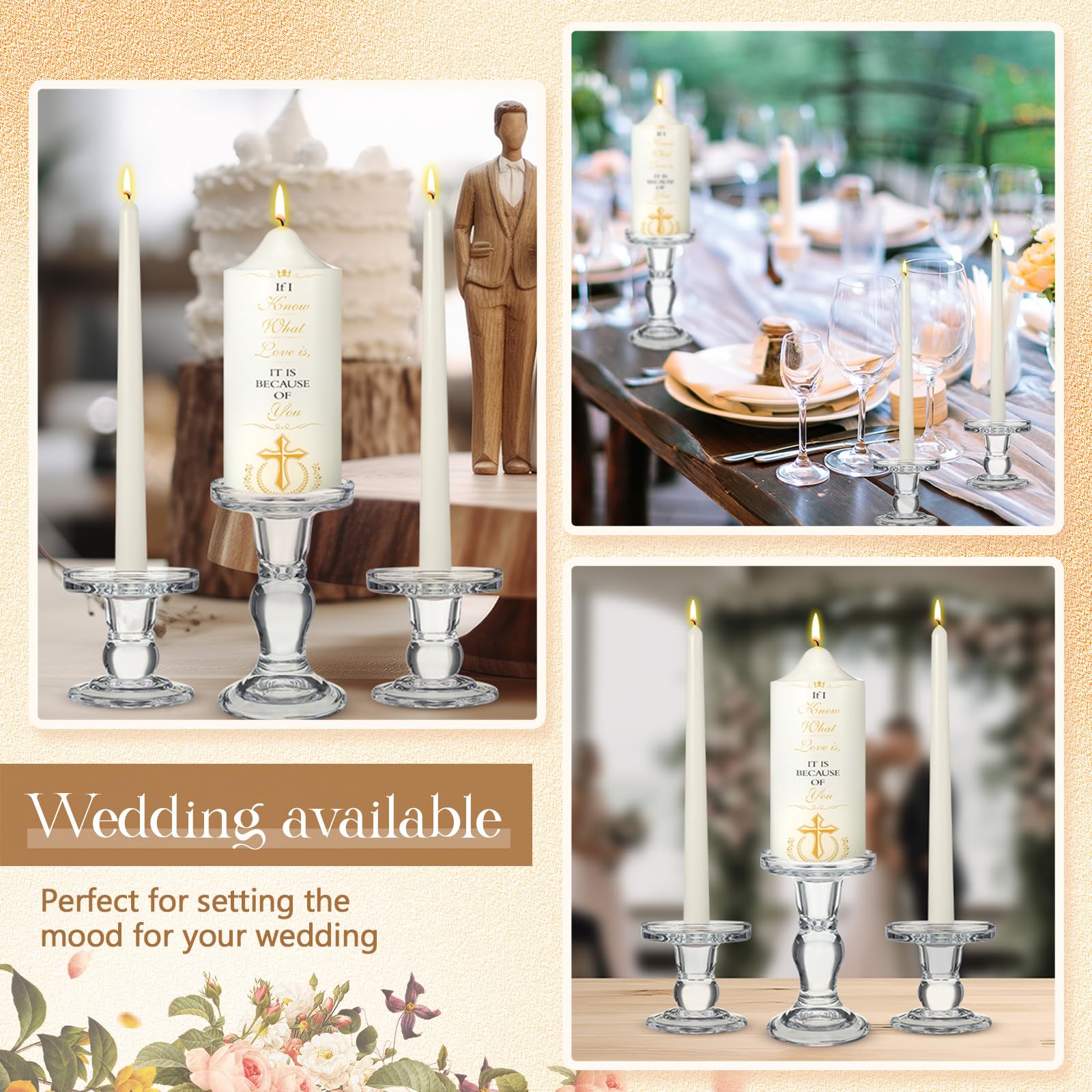 Set For Wedding Unity Candle - Cross & Rings | Church Candles Catholic ...
