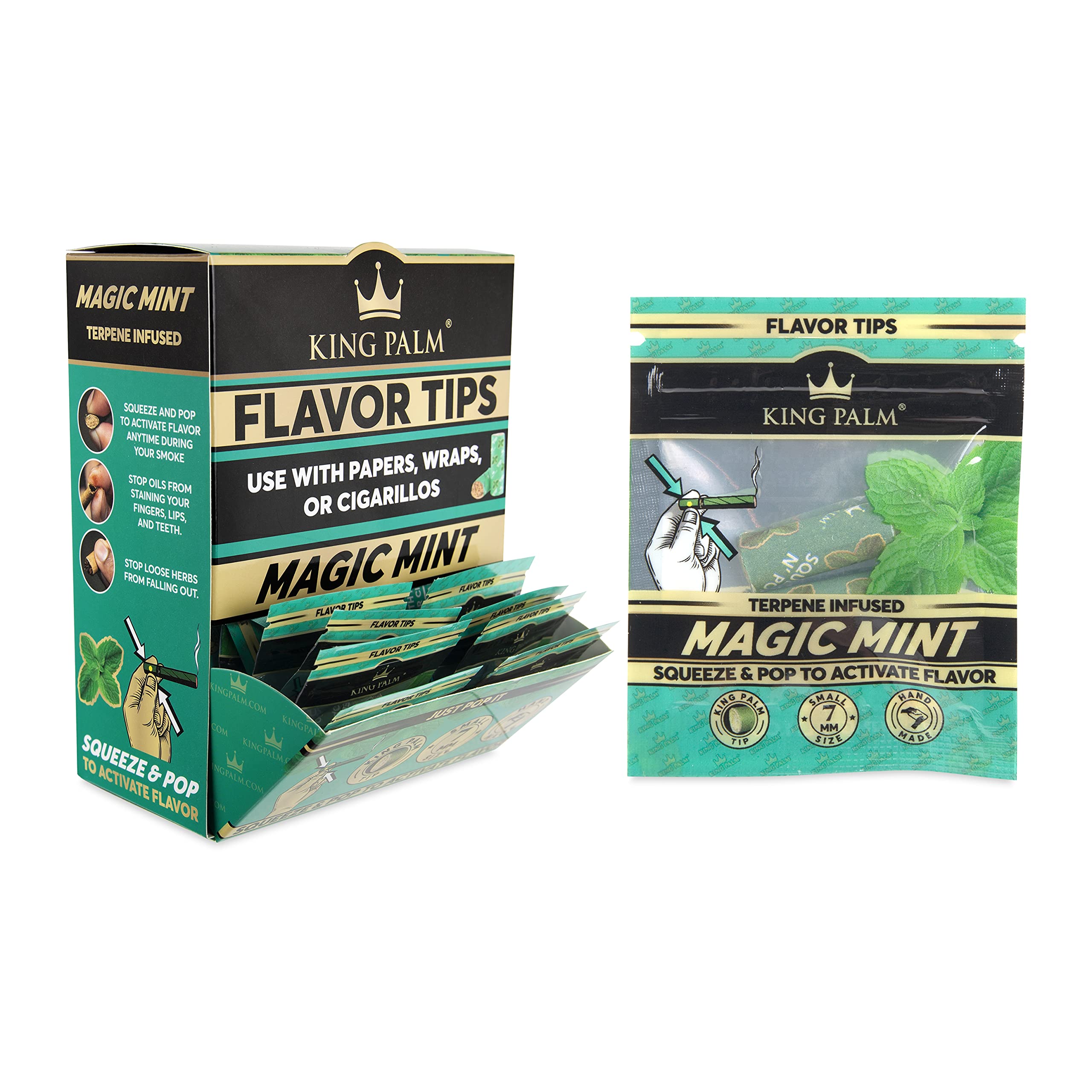 Buy King Palm Flavors Filter Tips Magic Mint 50ct Display Flavored Pre Rolled Tips Corn