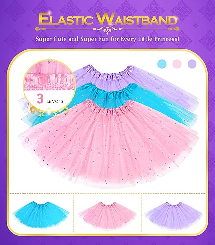 Miniatura 5 de Zapatos de vestir de princesa, ropa de vestir, disfraces de juego de simulación, 3 juegos de zapatos de princesa, vestidos y coronas, accesorios de