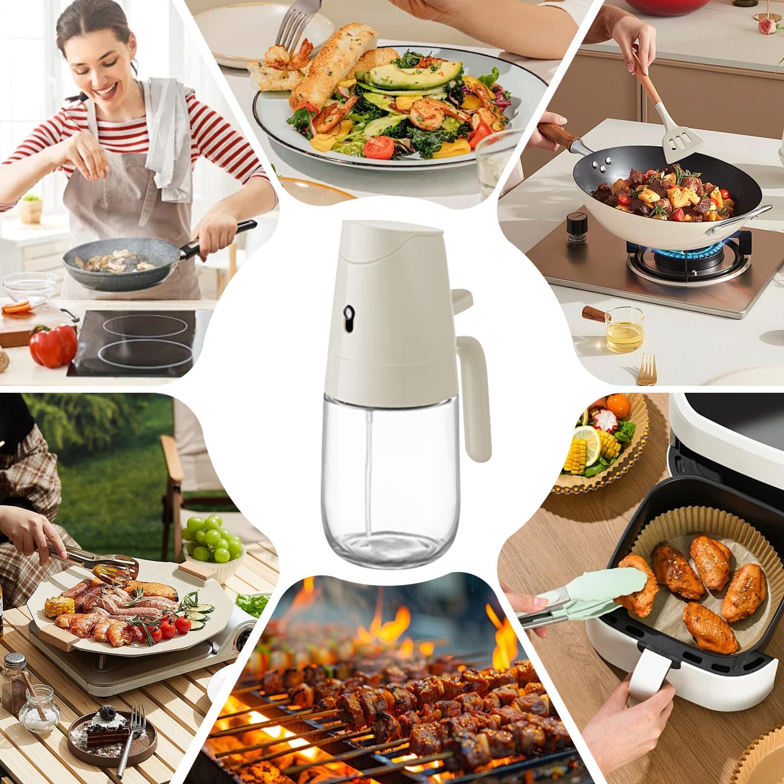 Olivenöl-Sprühspender – 300 ml Küchen-Sprühflasche zum Kochen, Grillen, Backen, Grillen, Luftfritteuse, Picknick, Restaurant, Garten, Braten