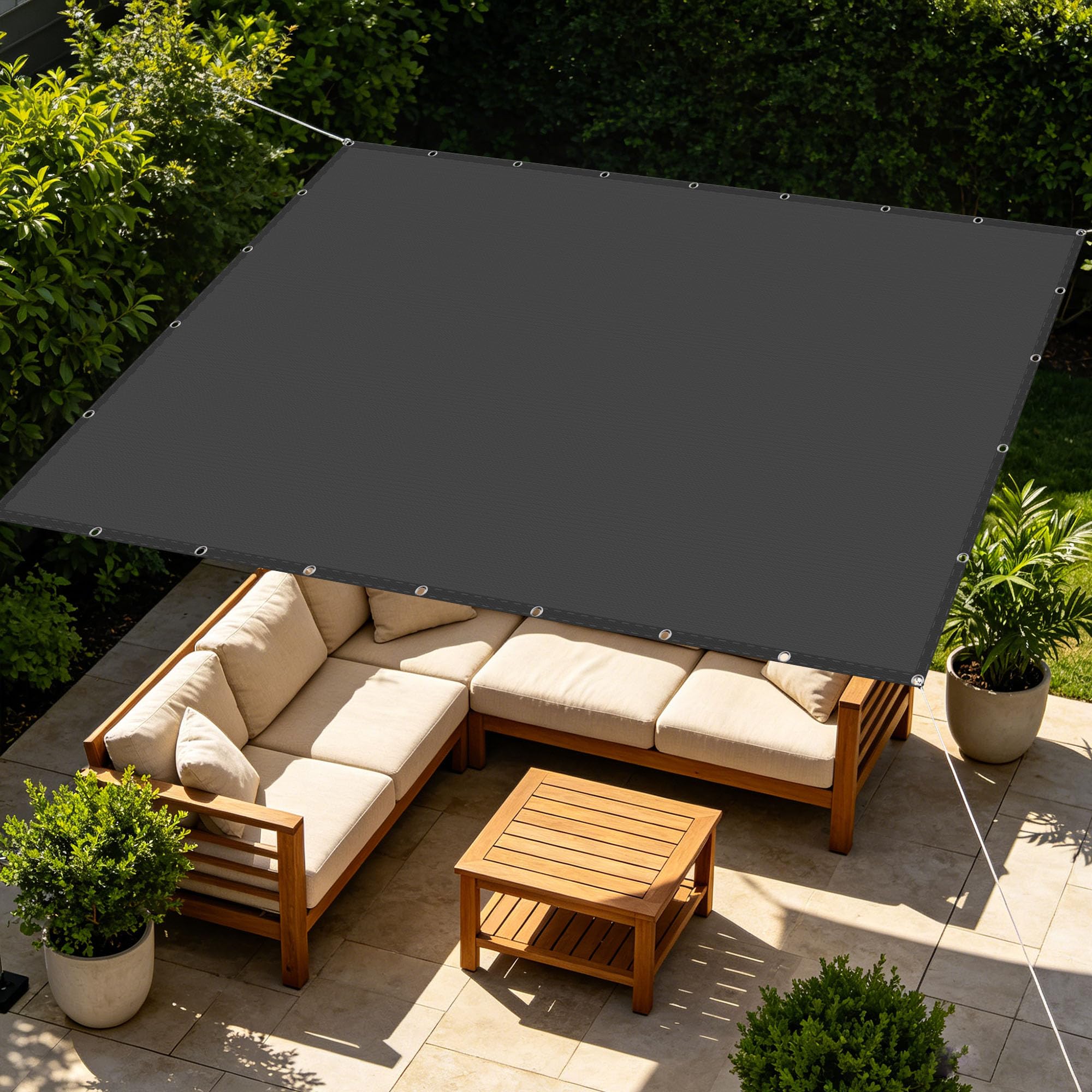 Voiles d'ombrage imperméable 2.5x4m contre la pluie : abri gris foncé balcon