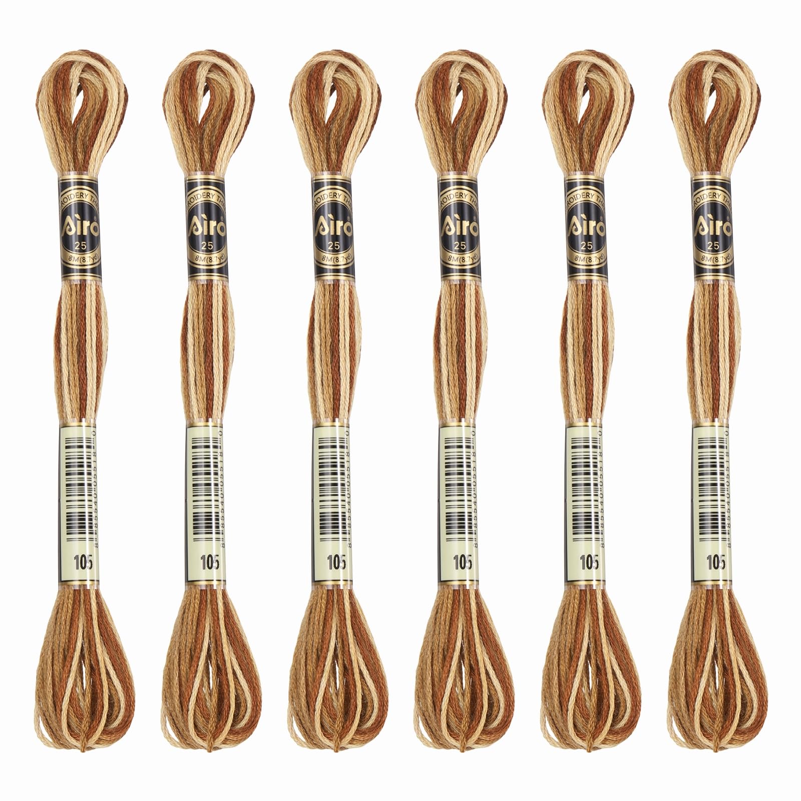 PATIKIL 6 Skeins Embroidery Floss, Polyester Embroidery Threads Bracelets String for Cross-Stitch Hand Embroidery, Brown